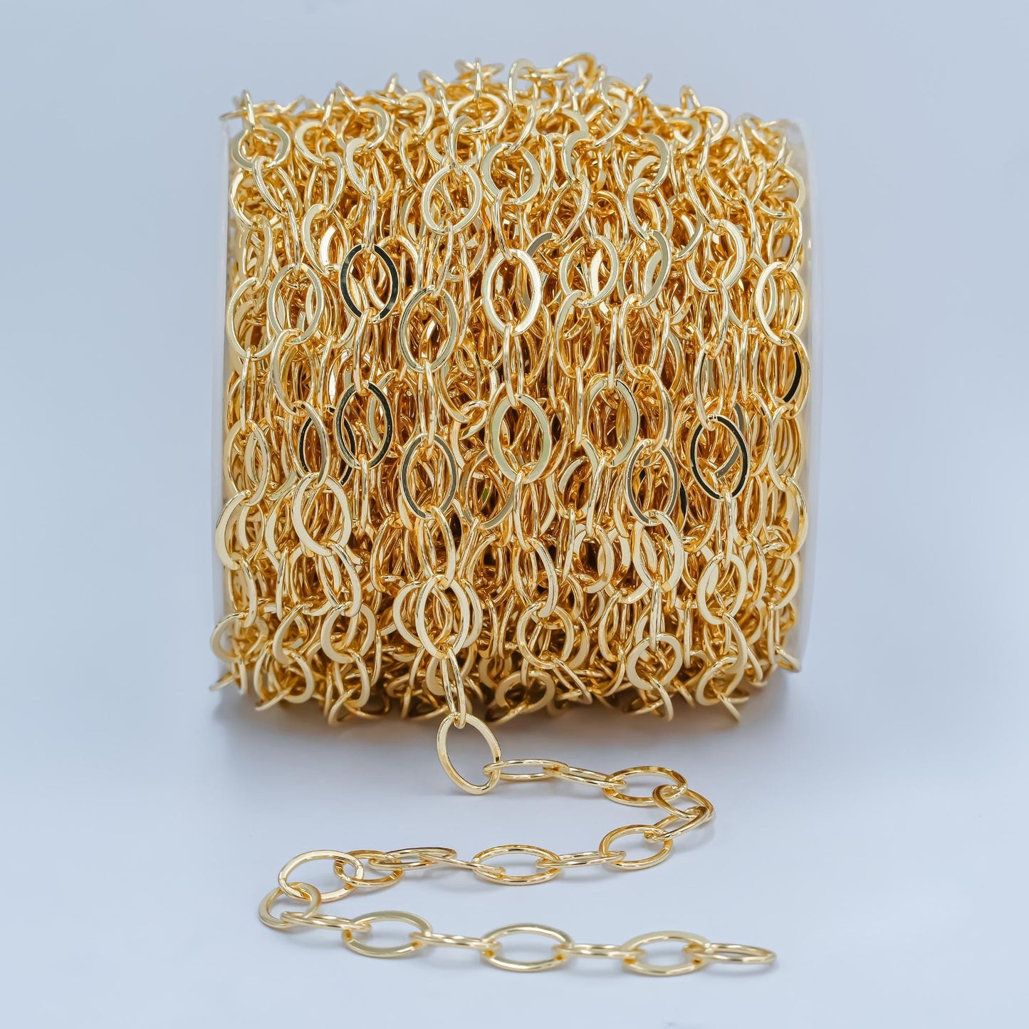 14K Gold Rolo Cable Chain by Yard, Cable Rolo Chain, Wholesale bulk Roll Chain for Jewelry Making,Thickness 0.5mm,Roll-31