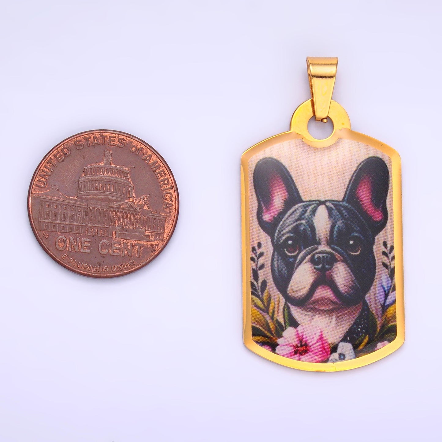 French Bulldog stainless steel dog Tag charm cute puppy pendant Picture charm necklace for diy jewelry making supply pet jewelry P-1214
