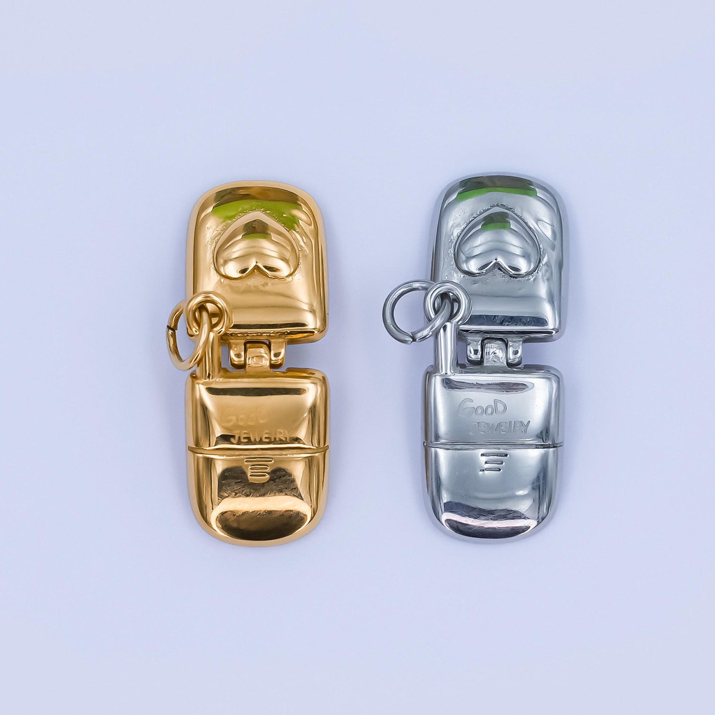 Mini PVD Gold Stainless Steel Flip Phone Charm Retro Jewelry Making Supply | P-726