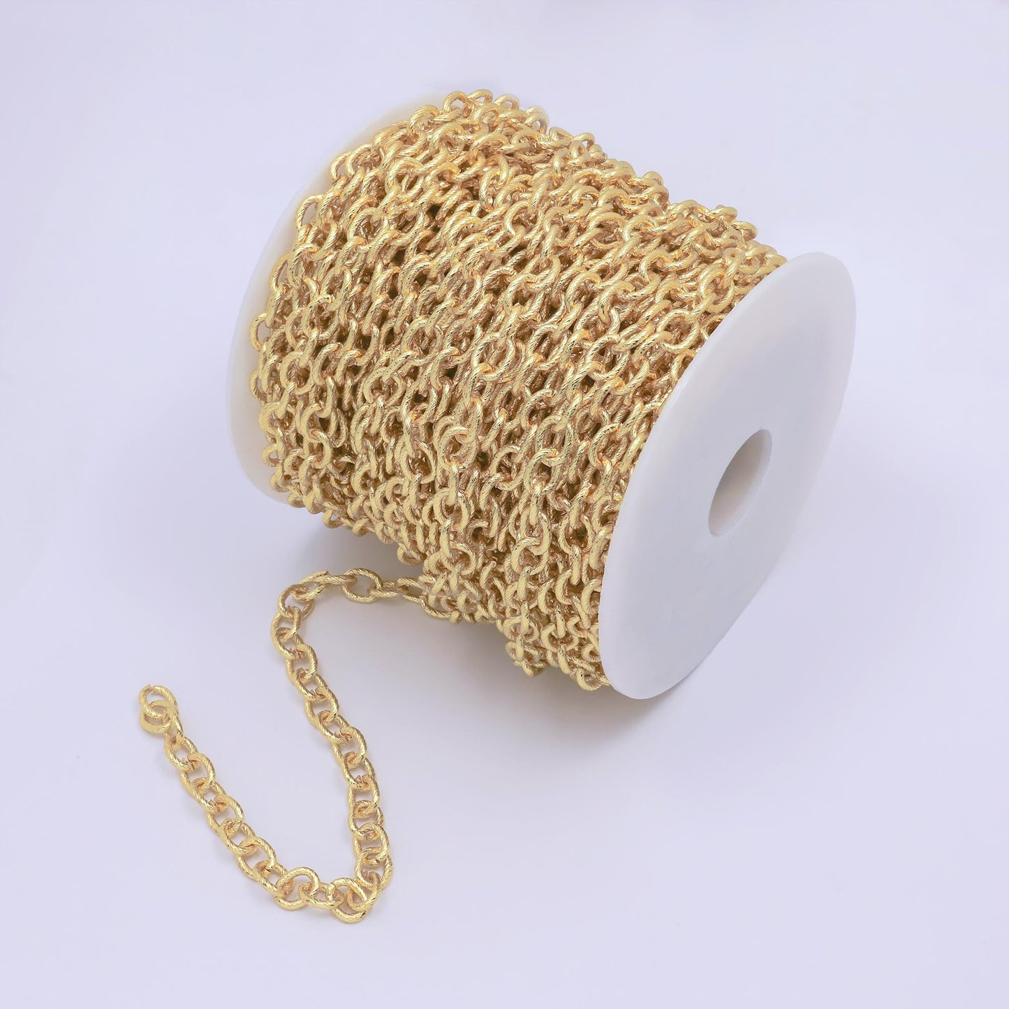 24k gold rolo cable chain by yard, oval link chain, wholesale bulk roll chain for jewelry making,thickness 1.5mm, 63