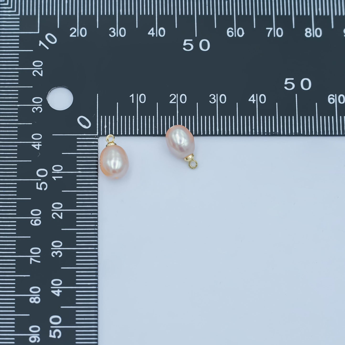 24K Gold Filled 12mm Champagne Pink Shell Pearl Oval Charm | P1652