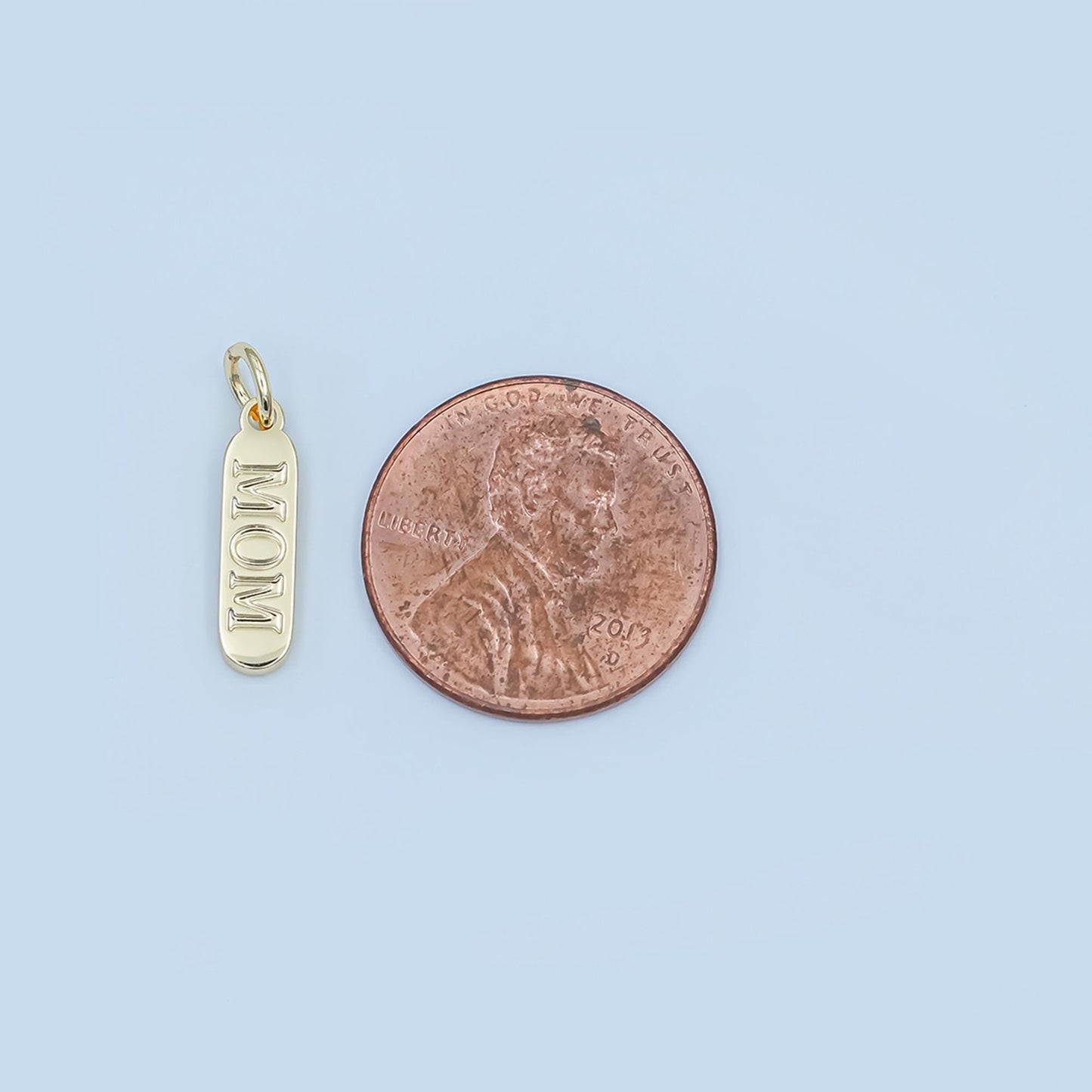 Dainty PVD Gold Plated Mom pill bar charm word Stainless Steel charm for bracelet earring necklace P953
