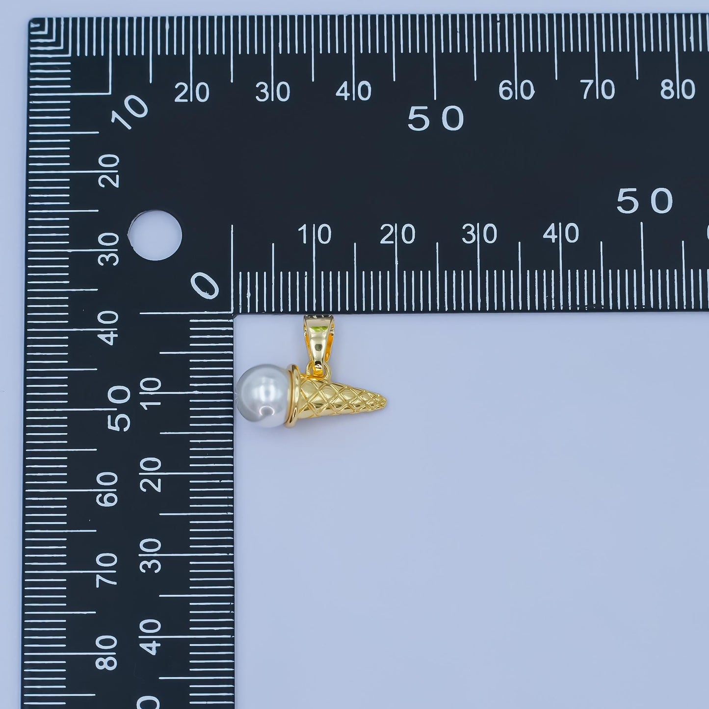 Mini 24k gold filled White Pearl ice cream pendant charm, ice cream pendant charm, desert pendant, for diy jewelry making AA-1481