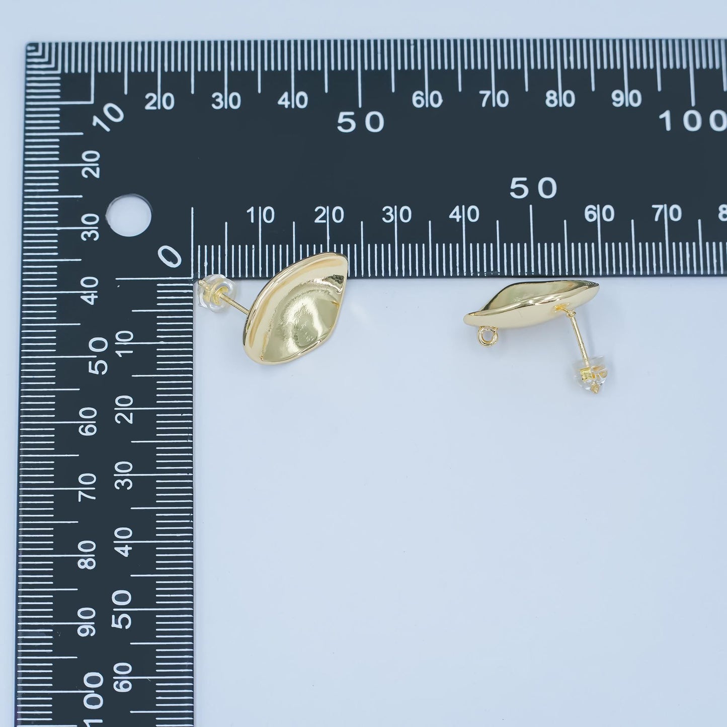 24K Gold Filled Abstract Oval Earring Posts – Textured Dome Studs for DIY Jewelry Making, 20.5x17mm, 1mm Hole Z-1128
