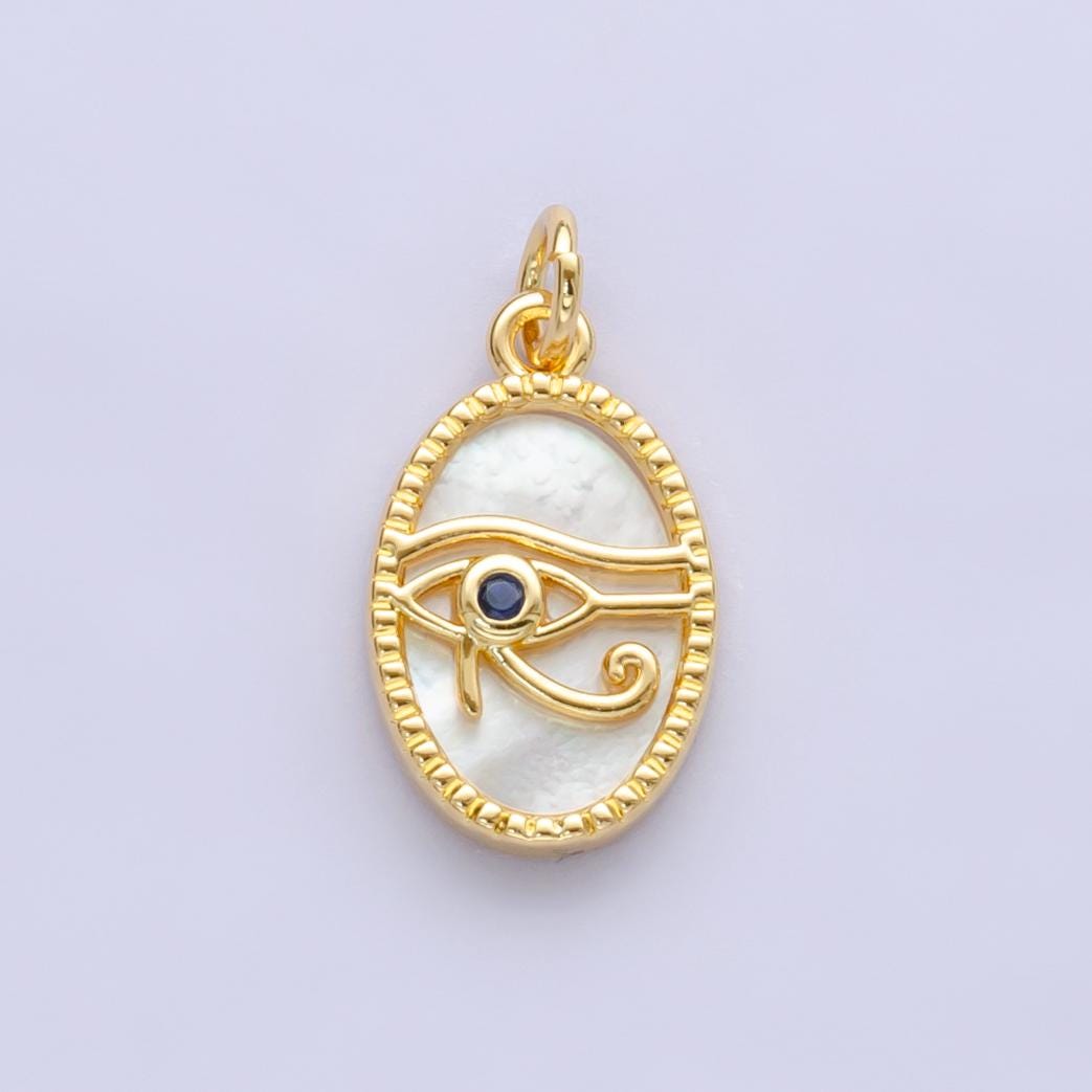 14k gold filled pearl, tiger eye, abalone shell charm pendant eye of ra charm for amulet green necklace bracelet jewelry making n-771