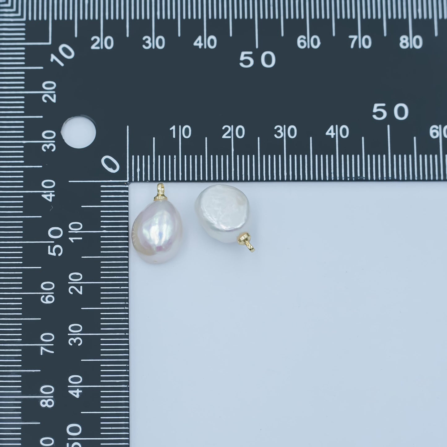 24K Gold Filled 10mm White Baroque Round Freshwater Pearl Charm | P1644
