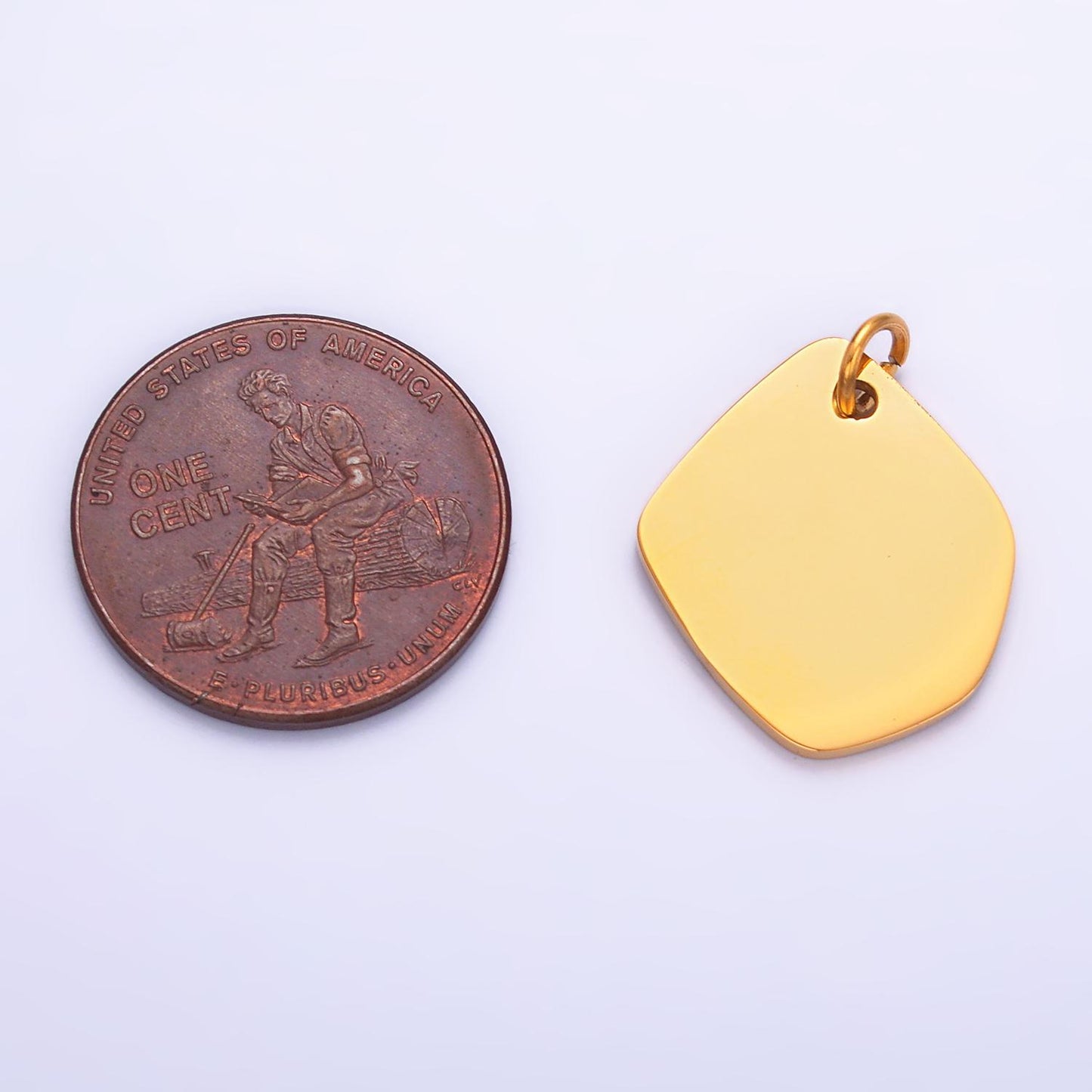 Mini PVD Gold Stainless Steel Mini Tag Charm Abstract Geometric Jewelry Making Supply Tarnish Free | P-784