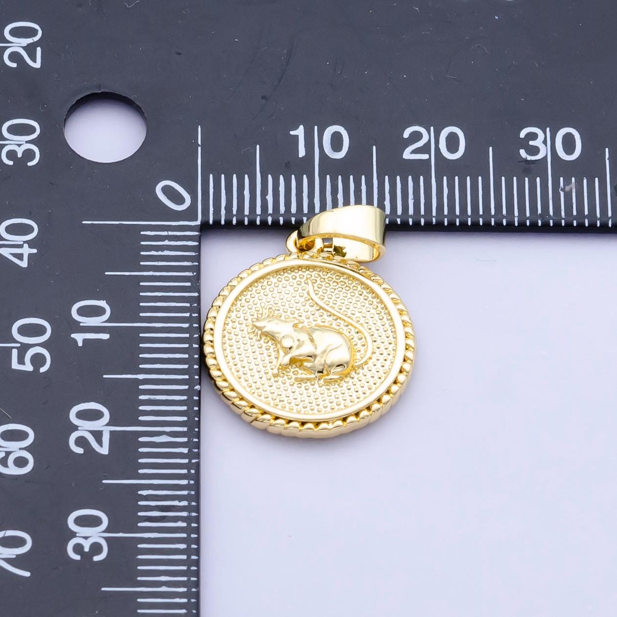 Dainty 24k Gold Filled Chinese Zodiac Charm 12 animal round coin Medallion Pendant for Bracelet Necklace Component Oriental Asian | A1319