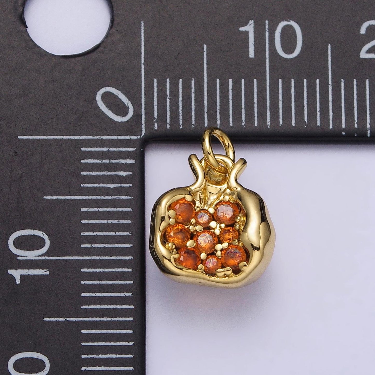 Mini red pomegranate gold charm 18k gold plated brass micro pave earrings charms diy bracelet jewelry findings jewelry making ac268