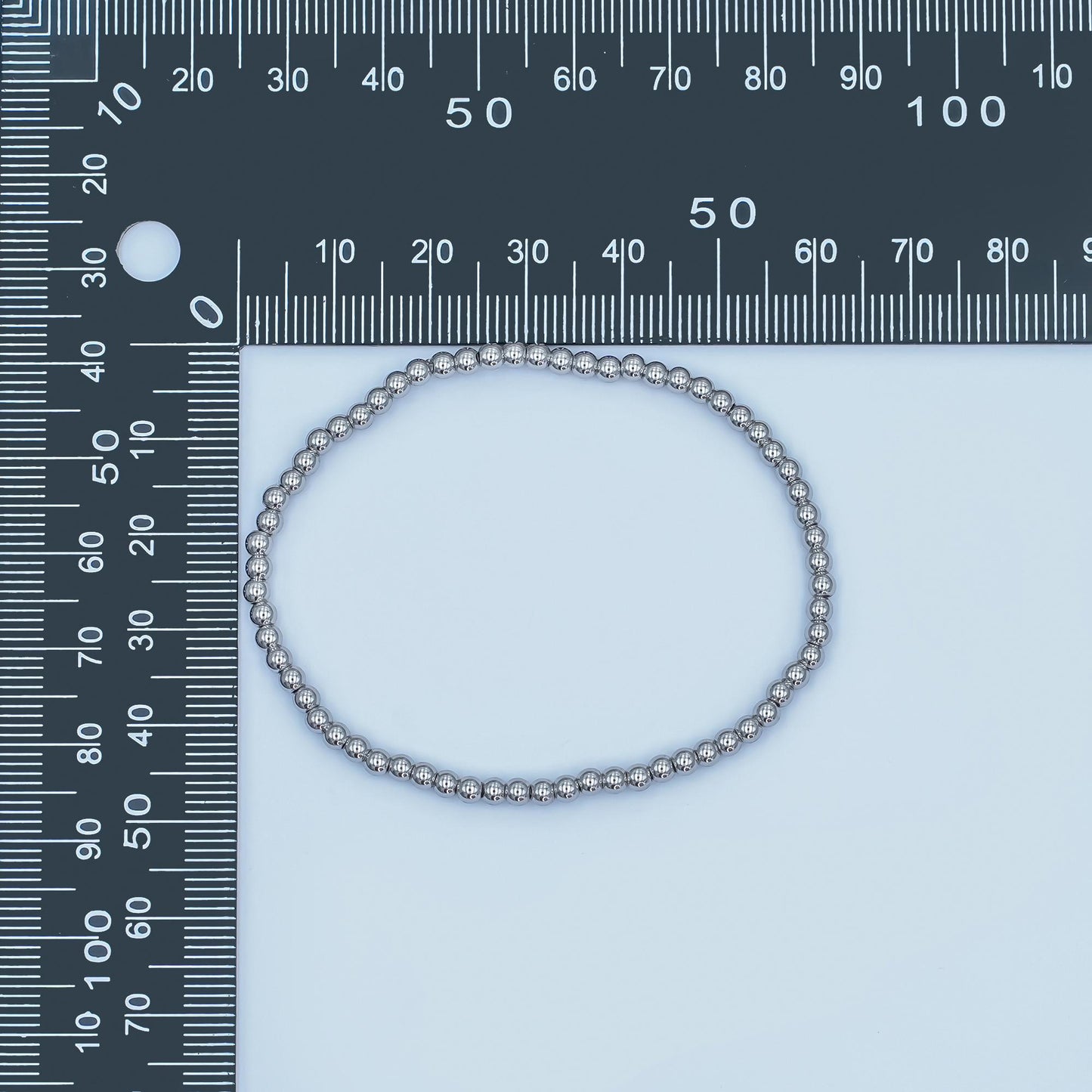 Dainty Silver Beaded bracelet Stretch Silver Ball Bracelet for Stackable Jewelry WA-2981
