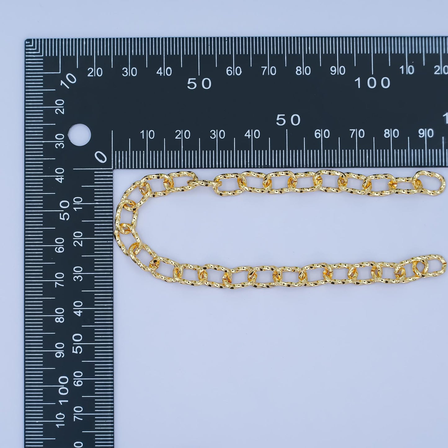 14k gold filled unfinished textured Hammered Oval cable chain, cable link roll by yard | roll-1551