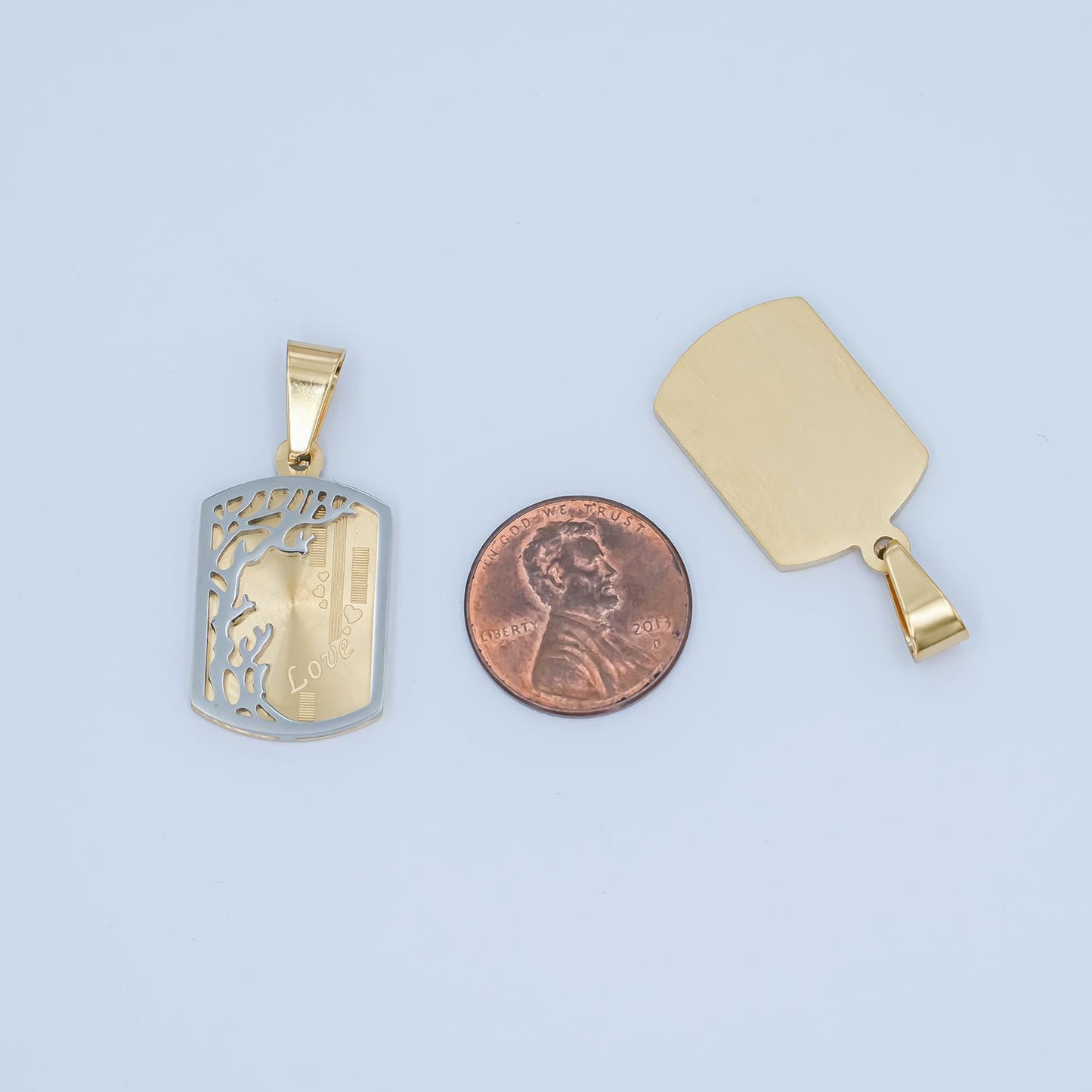 Stainless steel Love Season Military tag pendant in gold & silver | P-930