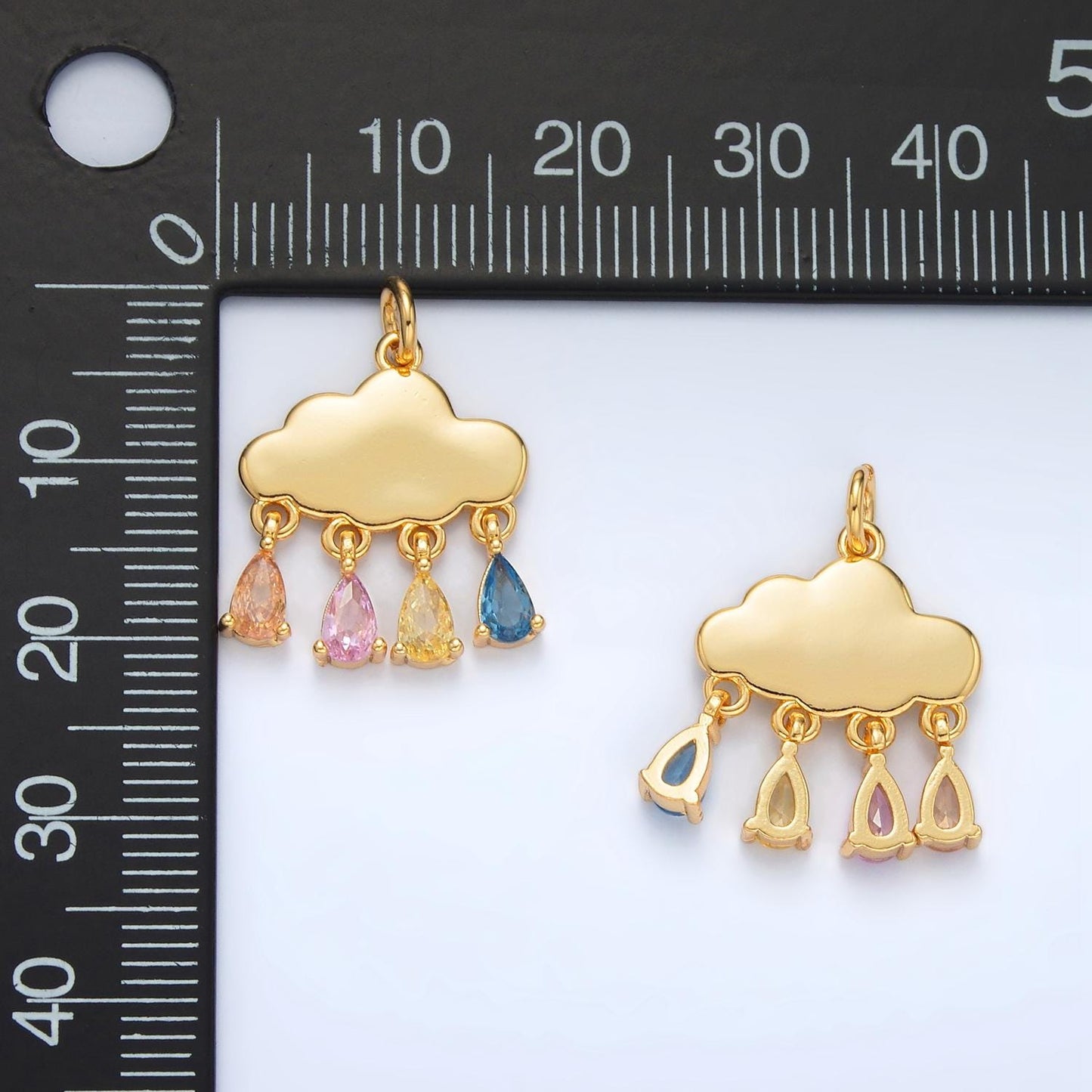 24k gold filled pastel teardrop cz cloud weather charm | ag-914