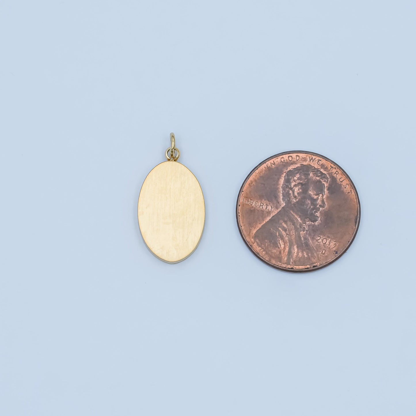 Brushed metal gold Oval Tag charm PVD Gold Steel charm for bracelet necklace pendant | P-590