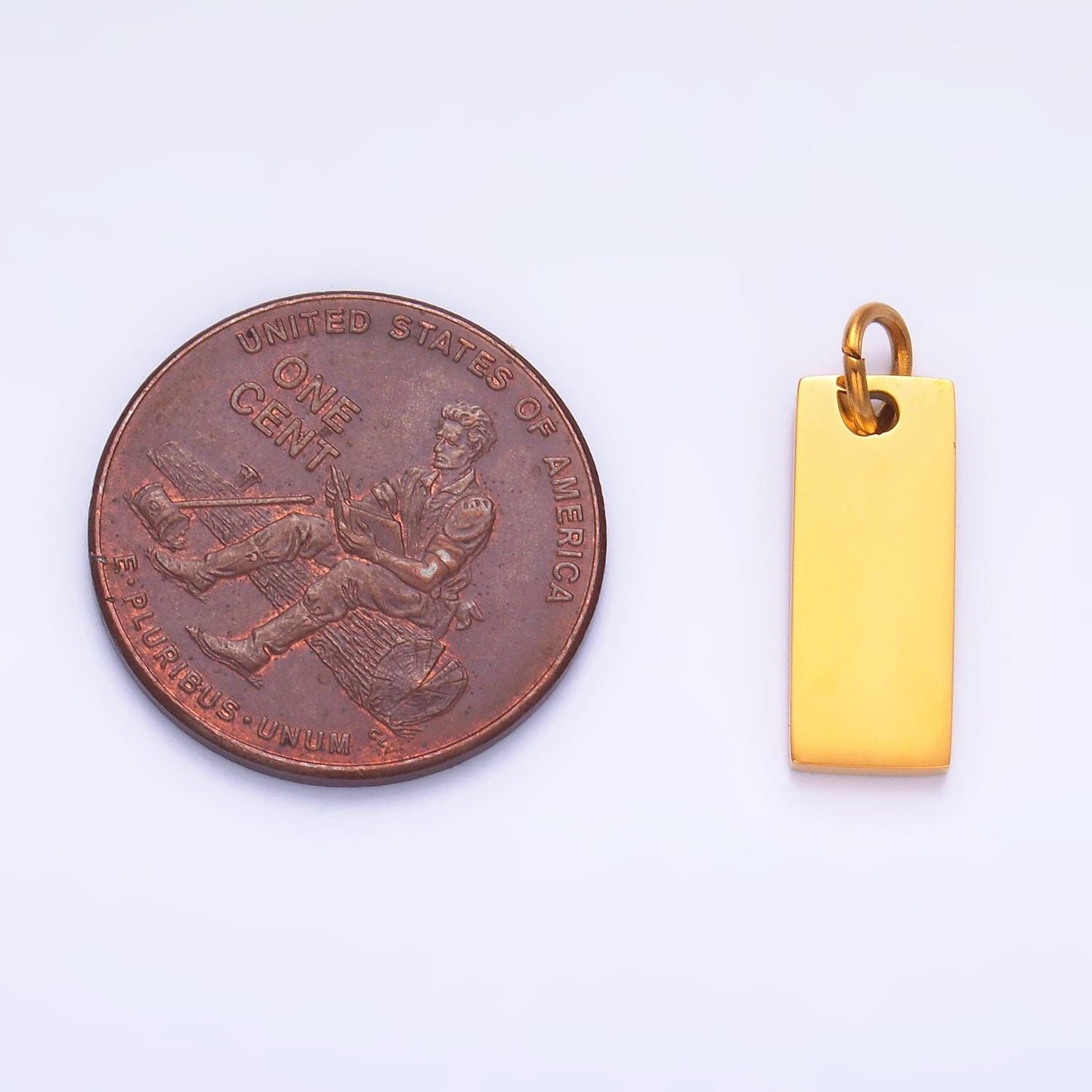 Mini PVD Gold Stainless Steel Mini Tag Charm Rectangle Jewelry Making Supply Tarnish Free | P-768