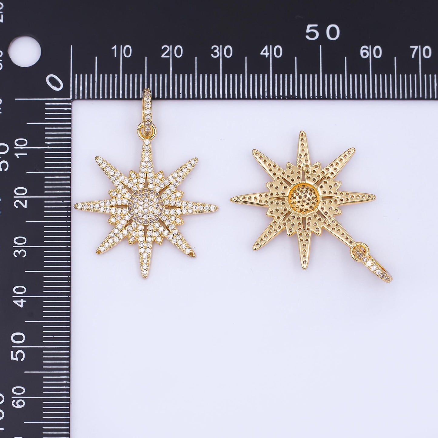 24k gold filled northern star pendant charm, micro pave space nasa astronomy pendant for jewelry necklace bracelet supply component h-808
