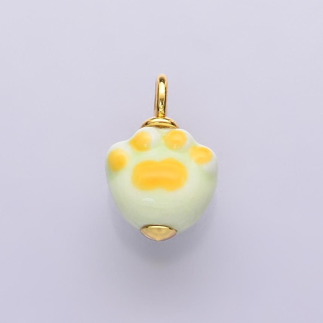 Dainty Dog Paw ceramic charm handmade Pets ceramic porcelain Animal charm for necklace bracelet jewelry making supply N-147