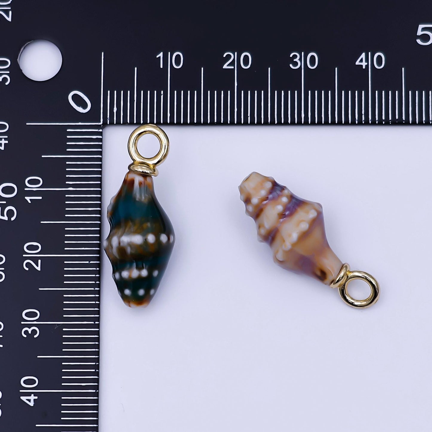 Mini Ceramic Conch Sea Shell Pendant 24K Gold Filled Under the Sea Snail Conch Flyspeck Cerith Shell Summer Beach Charm | N-104