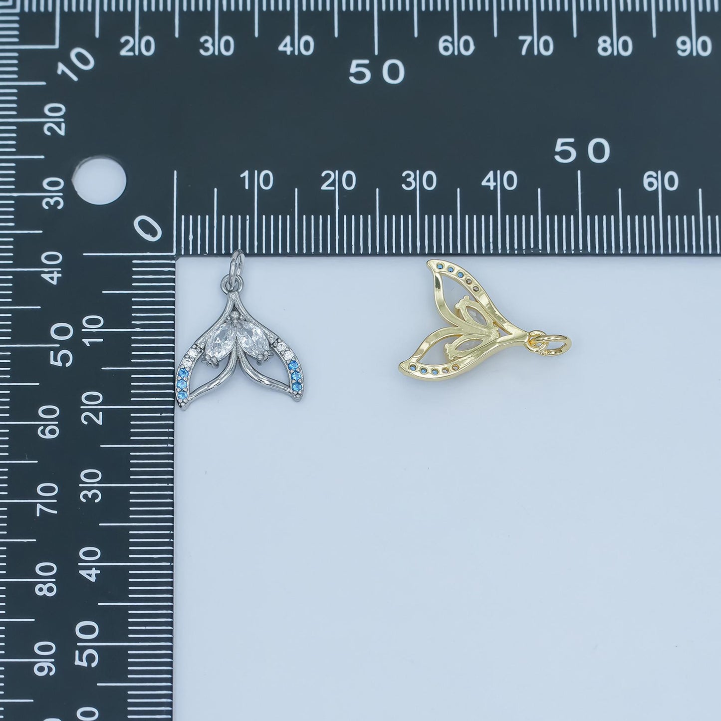14k gold filled Clear marquise micro paved cz whale tail pearl mermaid tail charm pendant mermaid inspired | C-815