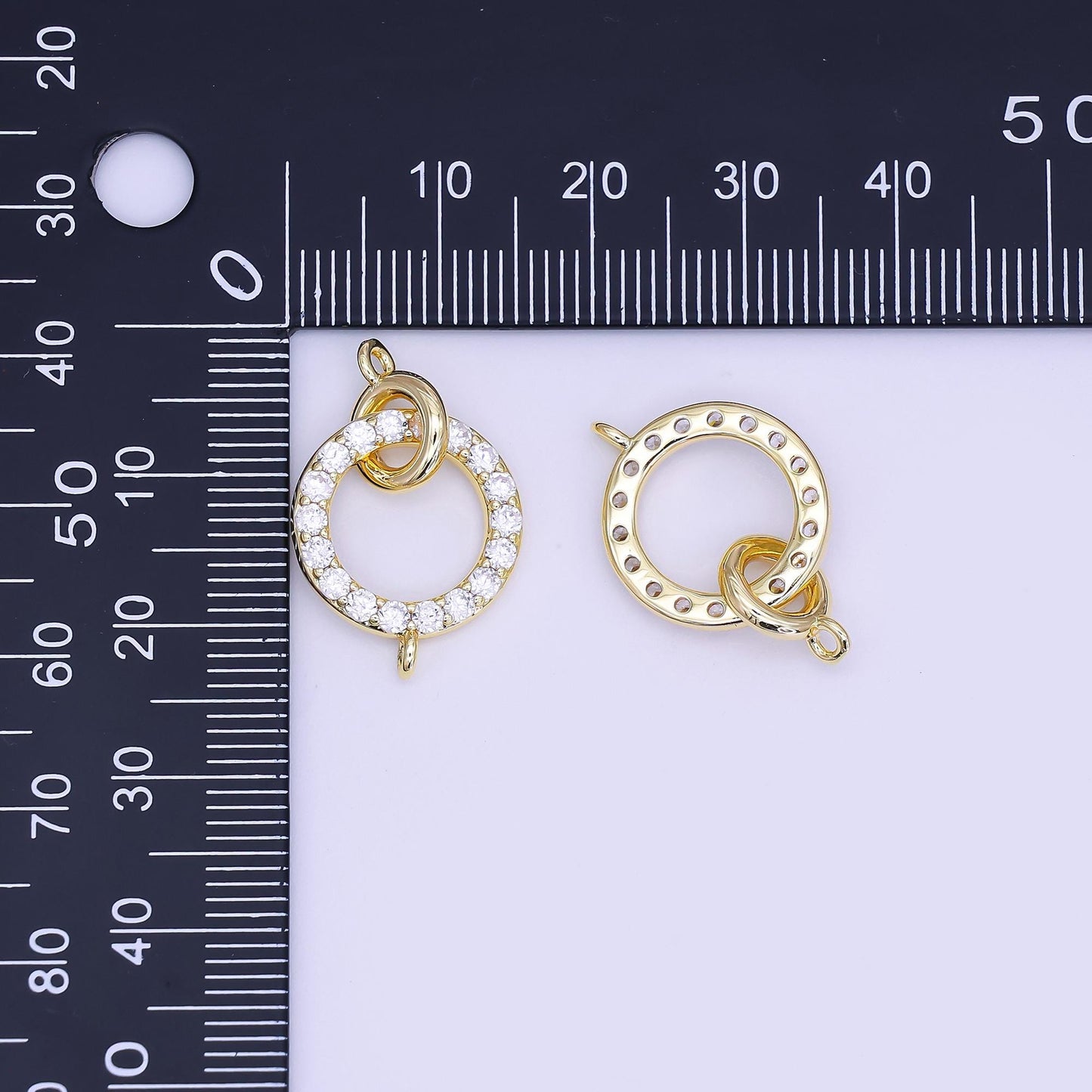 Mini open round circle charm 14k gold filled CZ round link connector | Z-1119