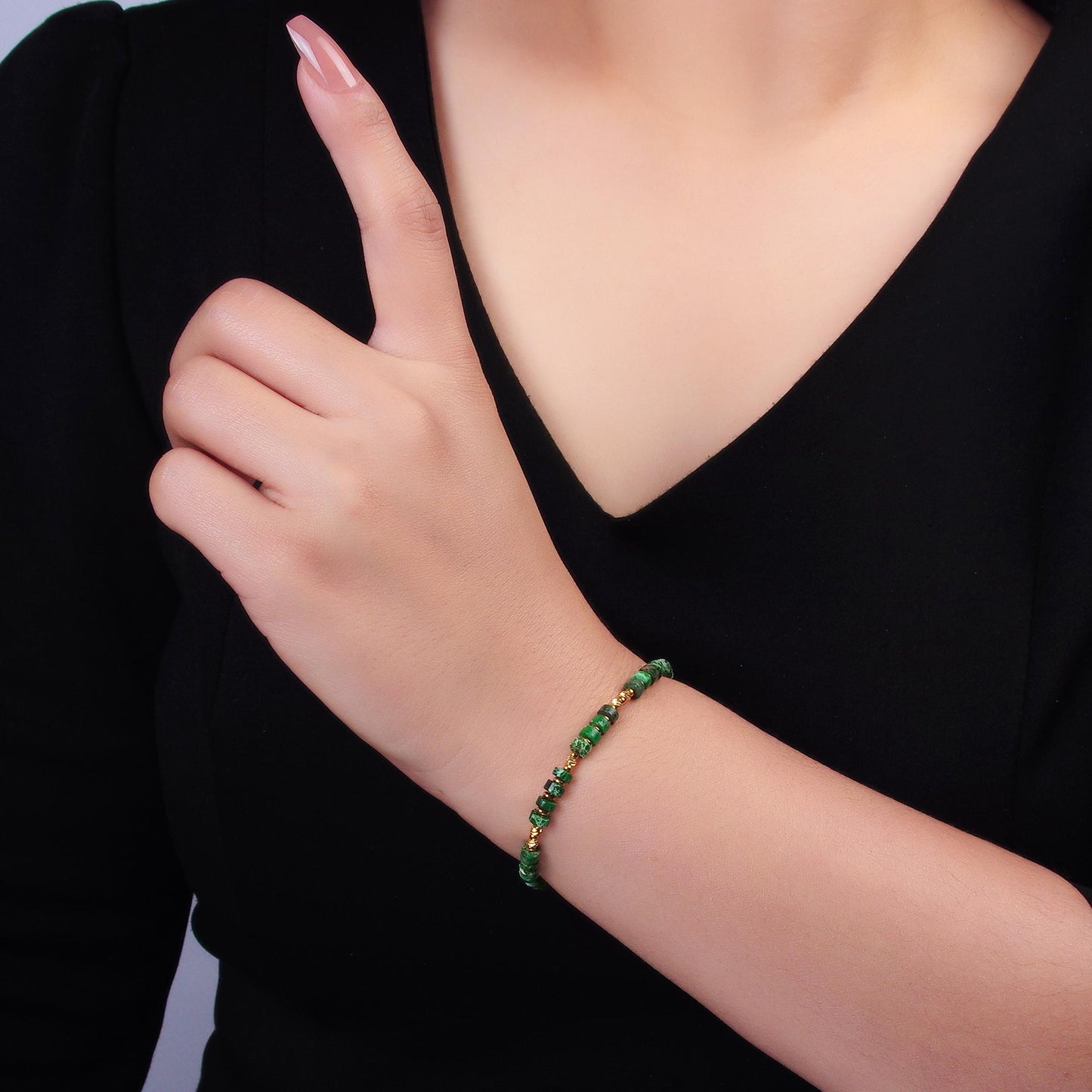 Handmade Colorful Malachite Natural Gemstone Bead 7 Inch Bracelet | WA-3113
