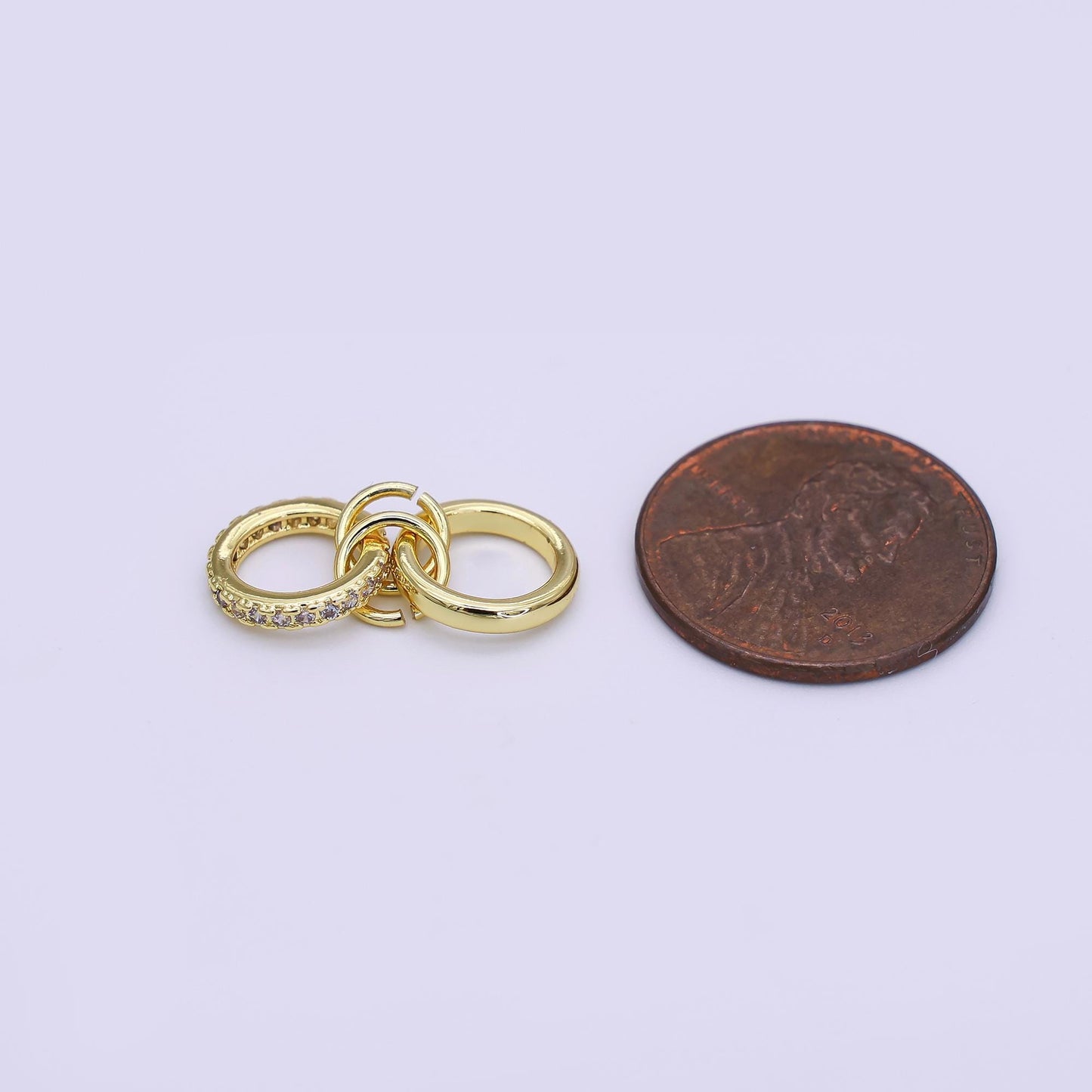 24K Gold Filled 10mm, 14.5mm Micro Paved CZ Double Loop Ring | Z1093 Z1094