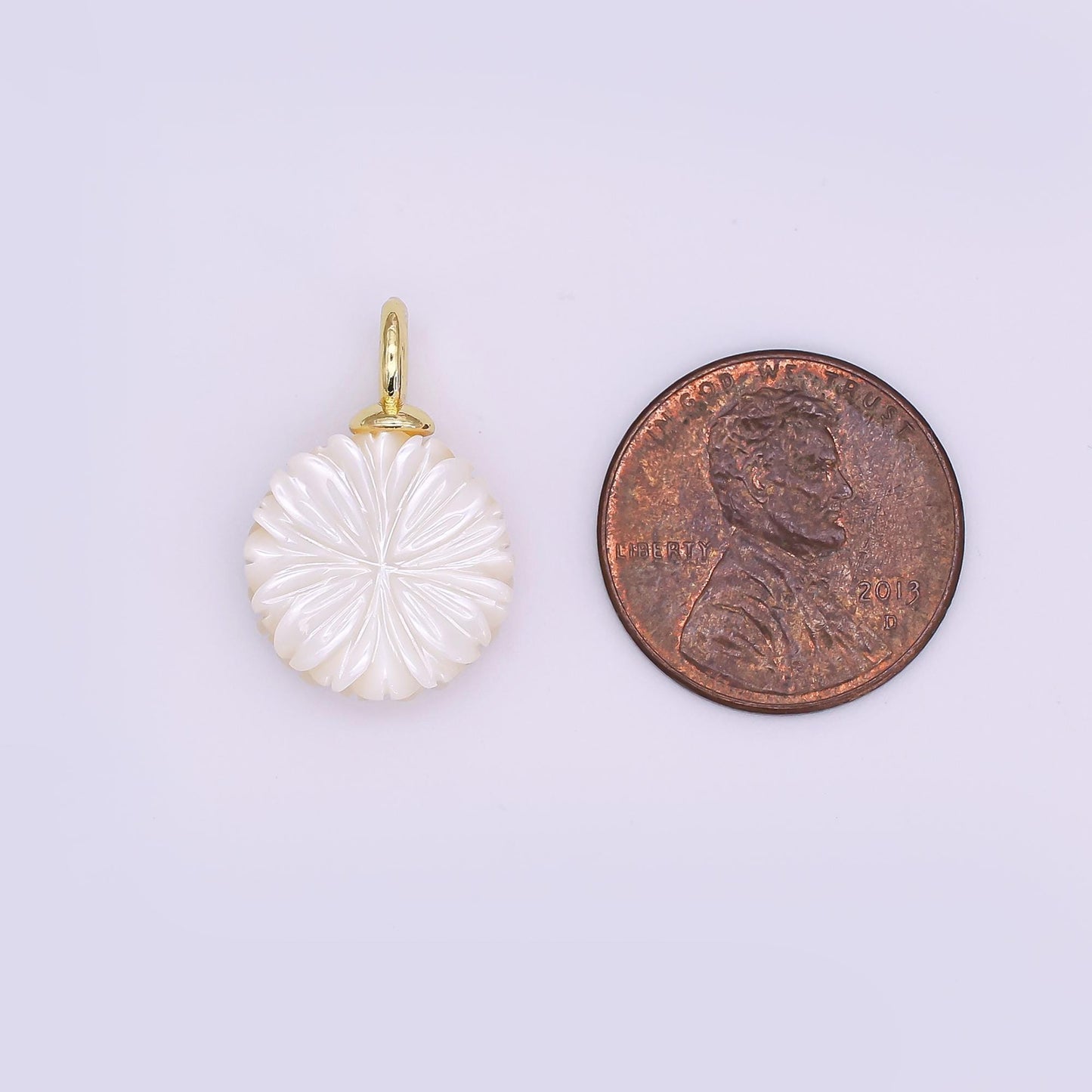24K Gold Filled Flower Shell Pearl Drop Pendant | P1637