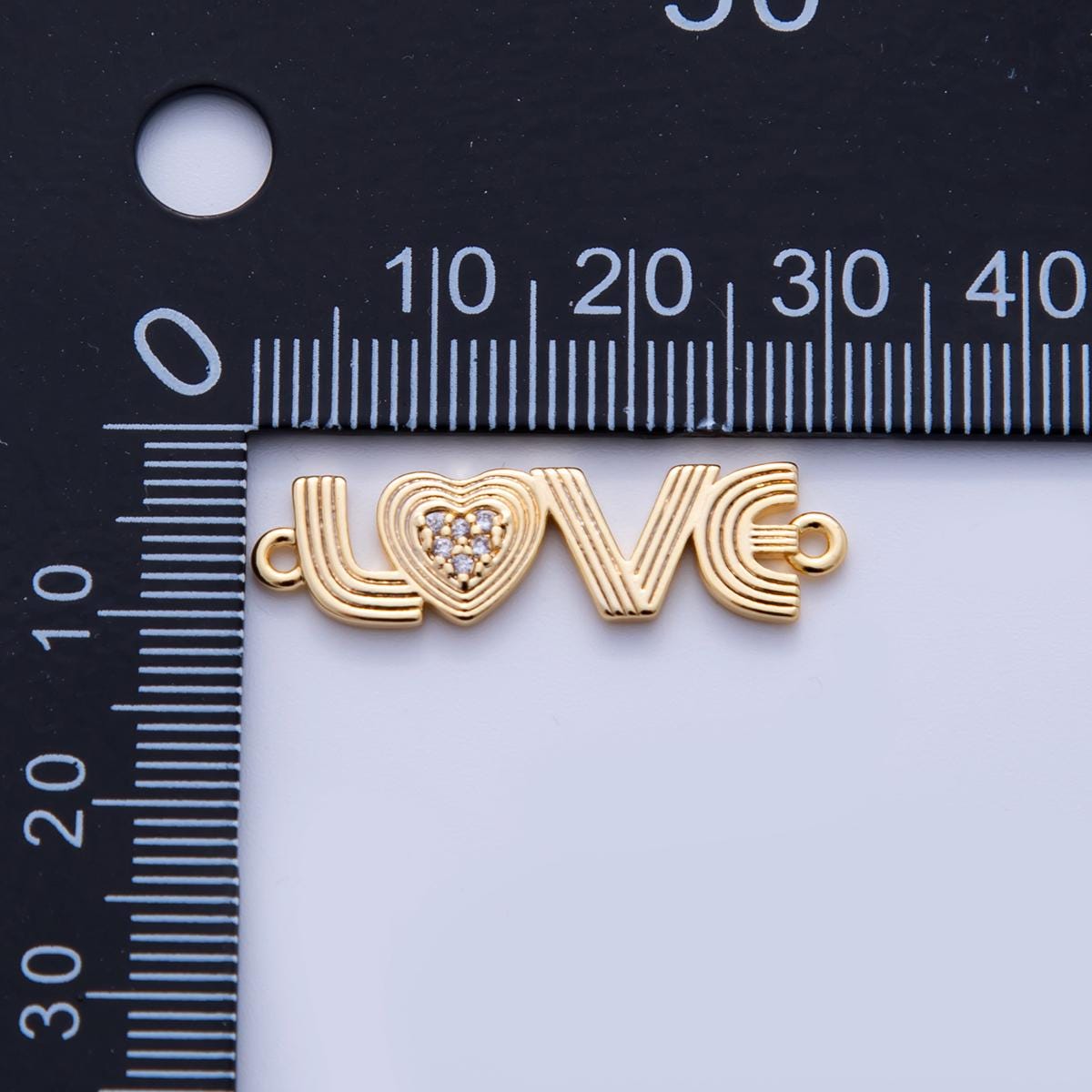 Dainty LOVE charm connector, 18k gold filled Groovy Love script link connector for bracelet Component | Y-033