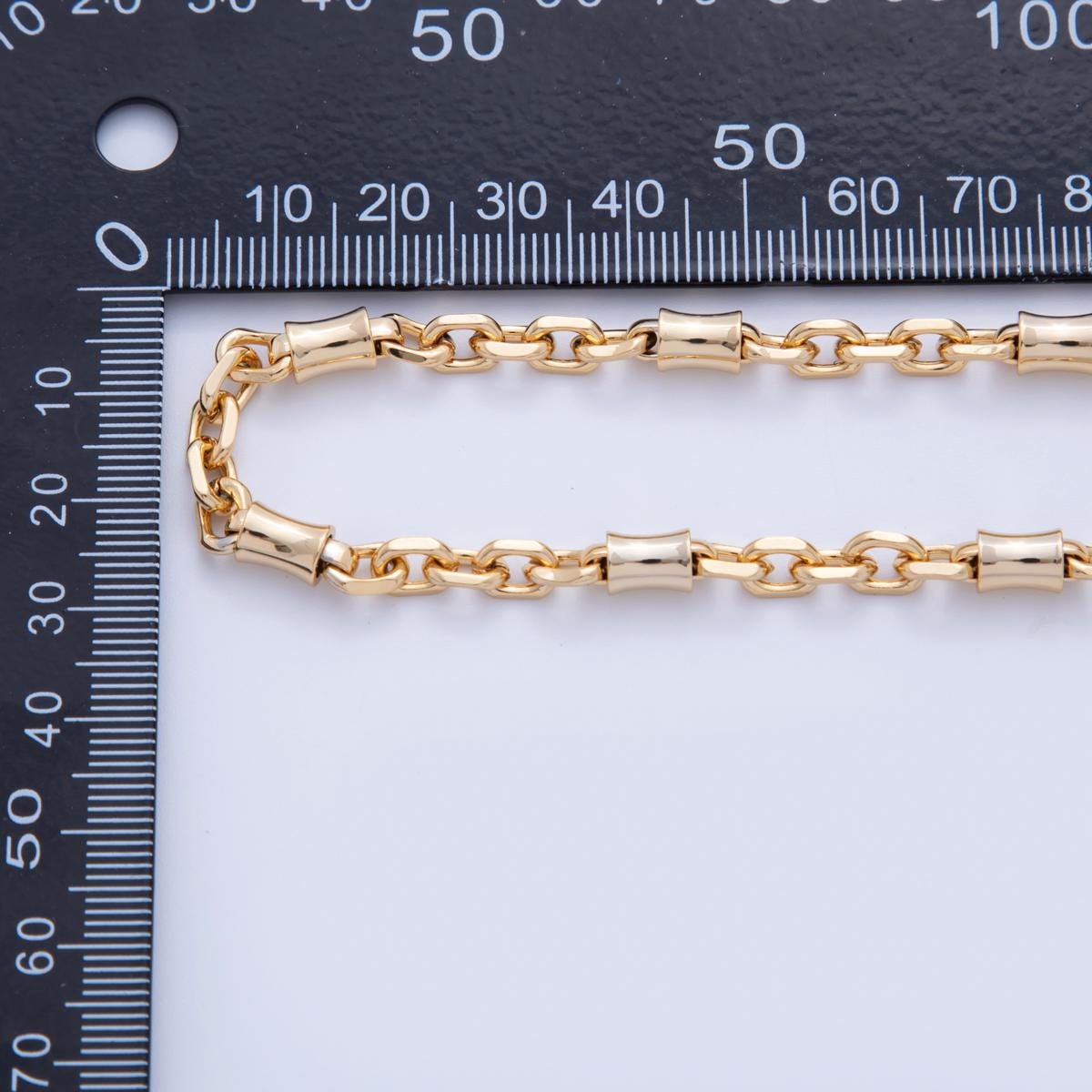 16K Gold Filled Edged Tube Cable Geometric Unfinished Chain by Yard | Roll-1584