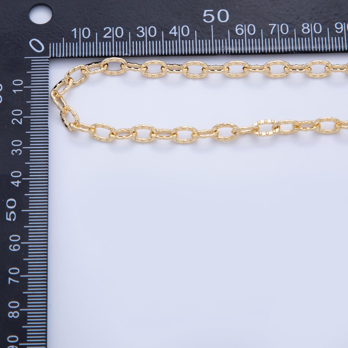 16K Gold Filled Hammered Cable Unfinished Chain by Yard | Roll-1591