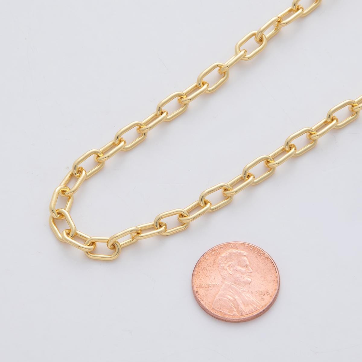 16K Gold Filled 8.3mm Thick Paperclip Link Unfinished Chain by Yard | Roll-1556