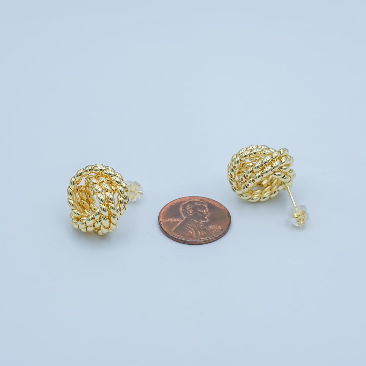 24K Gold Filled Croissant Geometric Circular Knot Stud Earrings | T029
