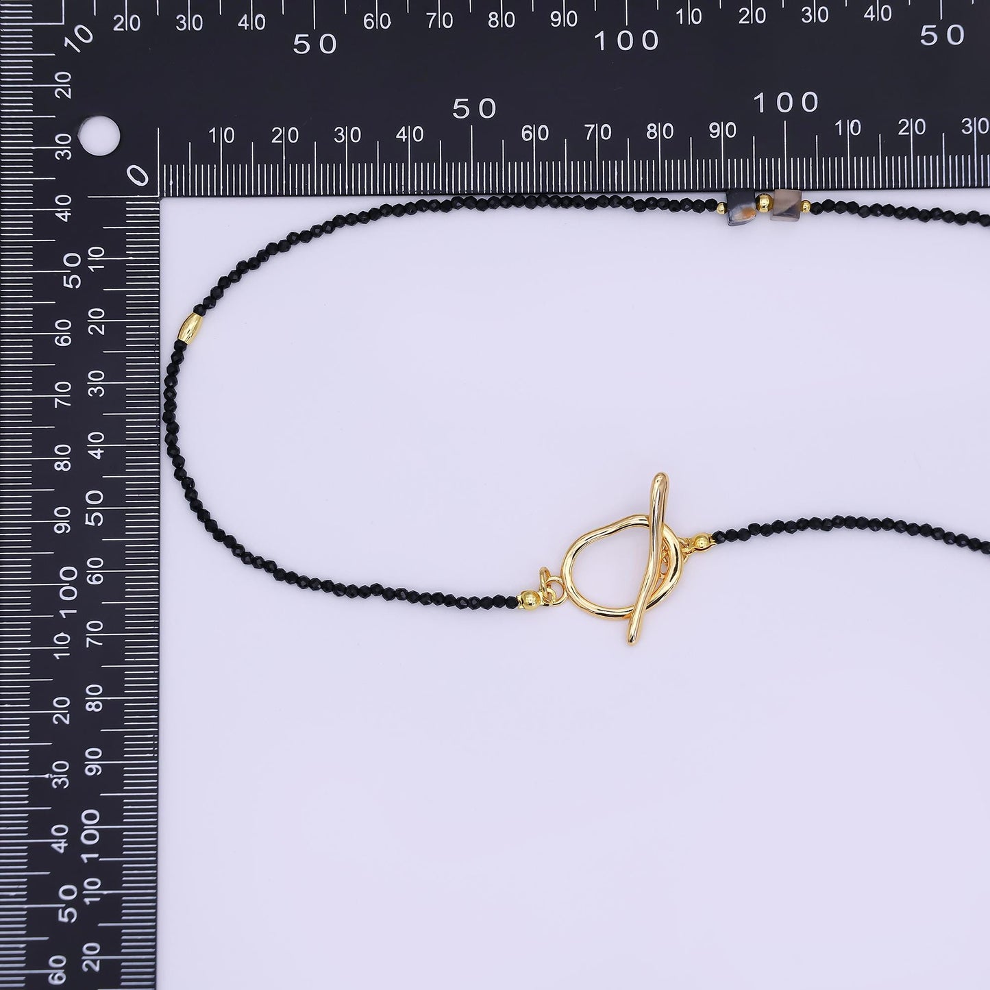 24K Gold Filled 3mm Grey Agate Onyx Shell Pearl Gemstone 40 Inches Beaded Necklace | WA-3085
