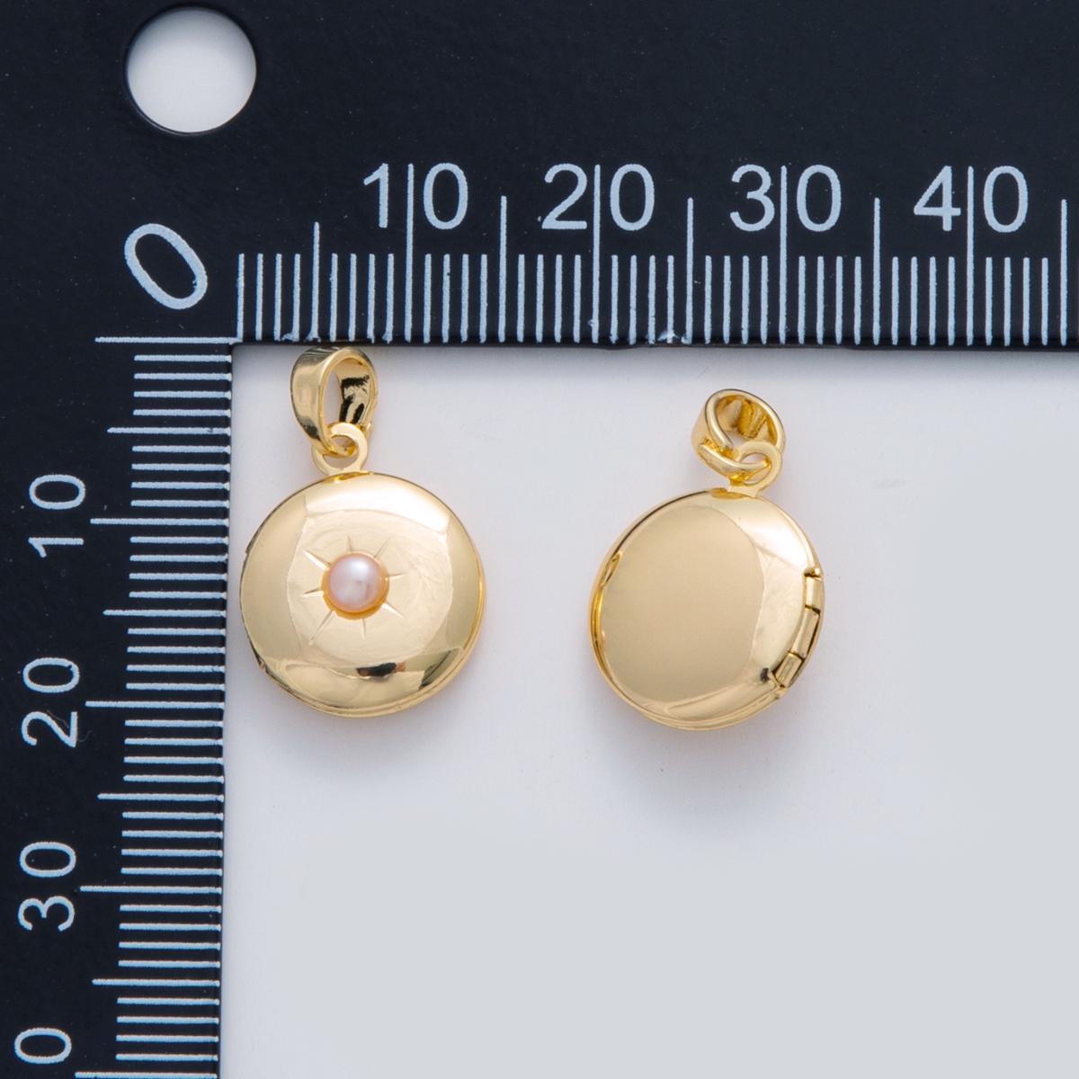 Minimalist Oval Locket Pendants Mini Pearl Locket Charm for Necklace bracelet in 18k gold filled Supply AH-687