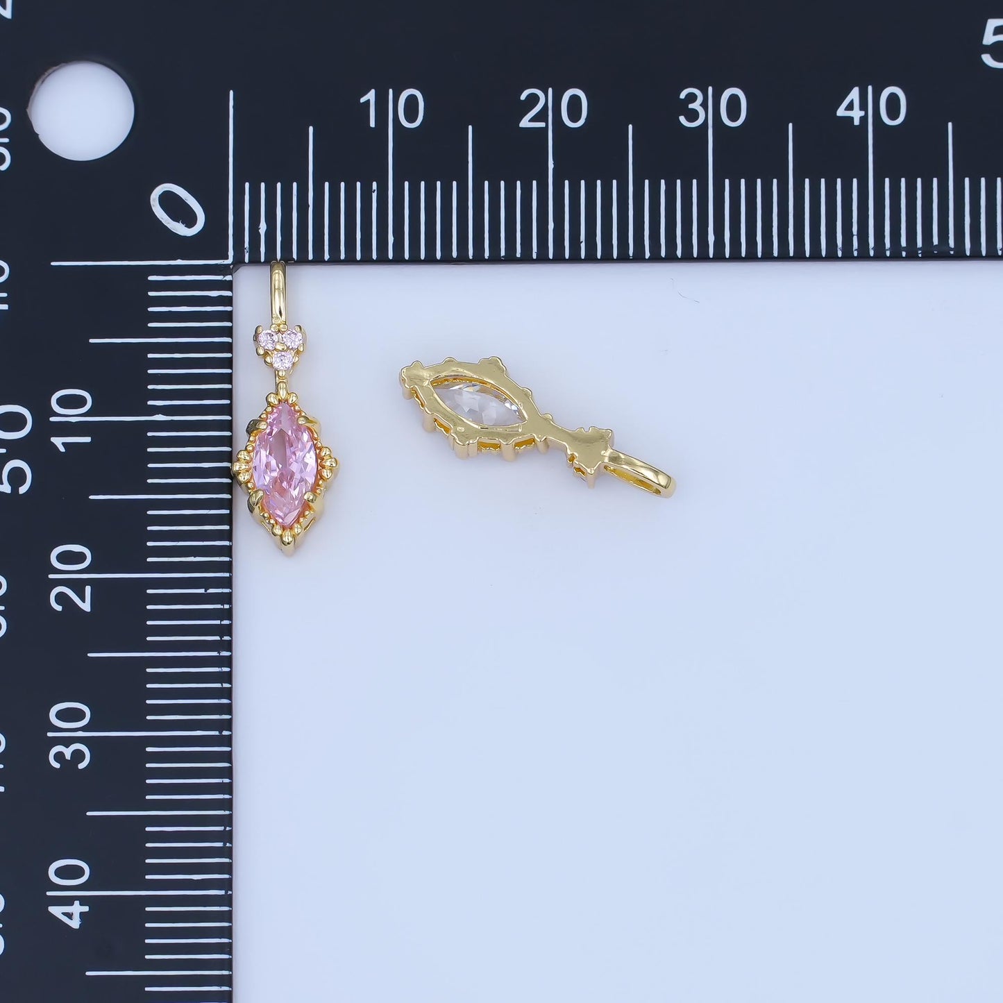 24K Gold Filled Pink, Purple, Clear, Green, Red Marquise Pendant | AH414 - AH416