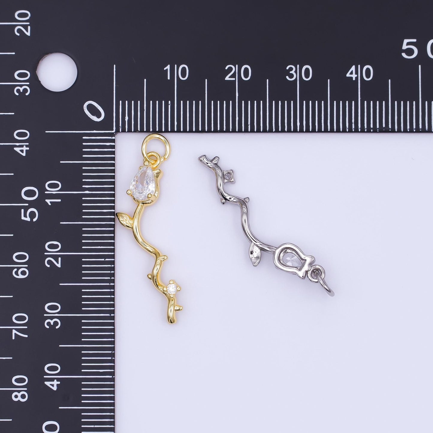 24K Gold Filled Marquise Tulip Flower Wavy Charm in Gold & Silver | AF473