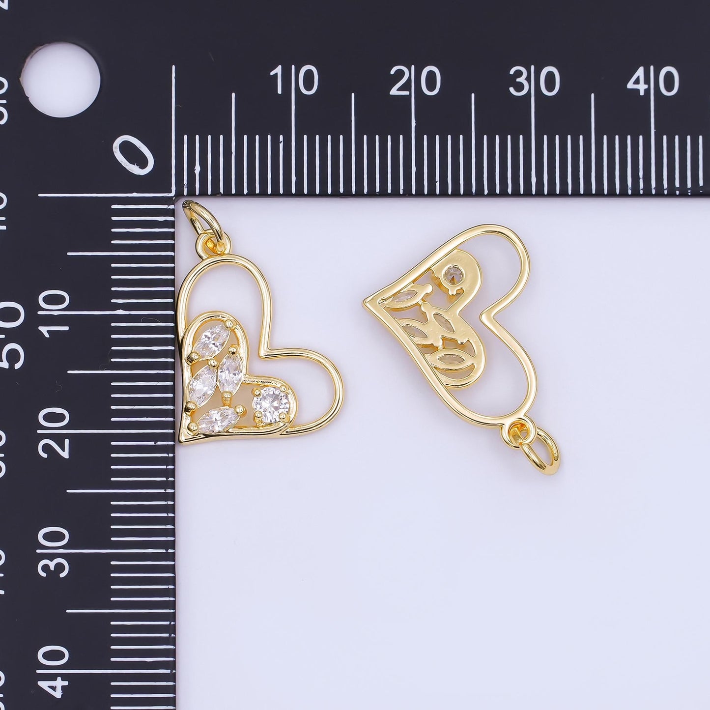 24K Gold Filled Marquise CZ Open Heart Charm | AF468