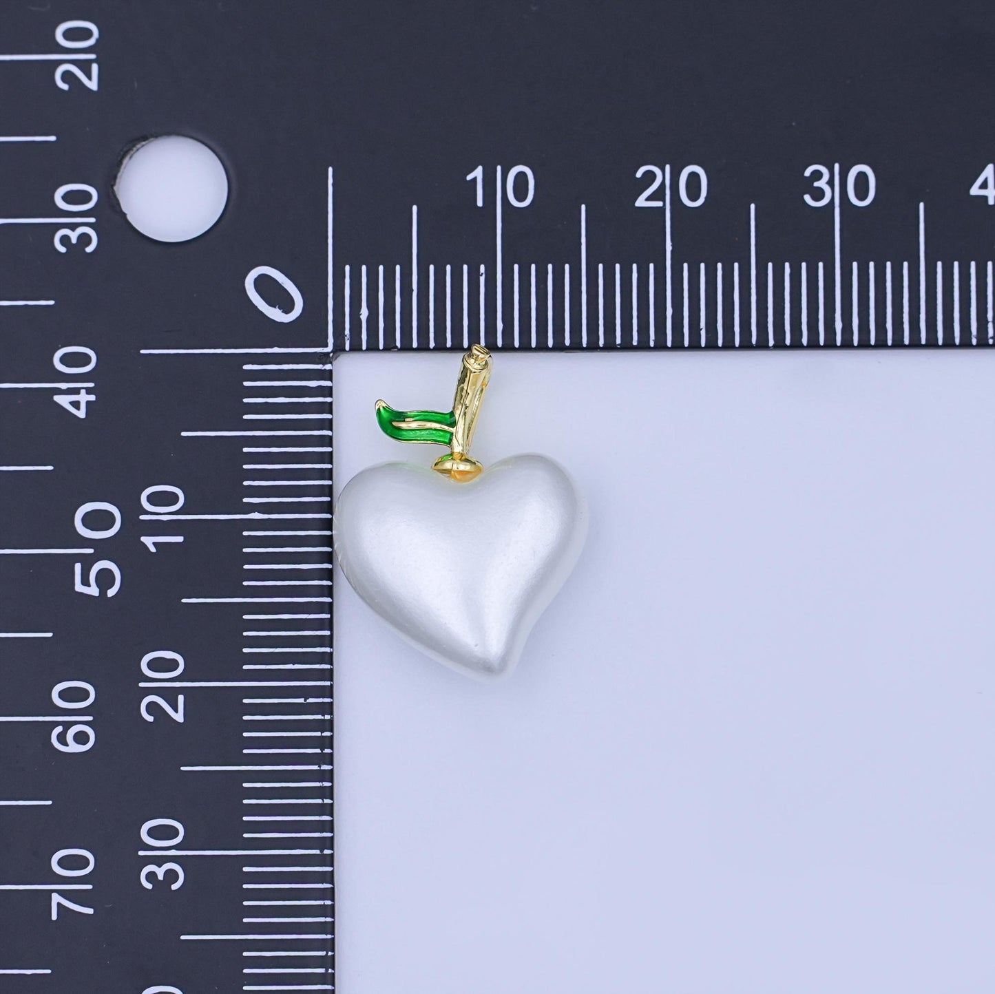 24K Gold Filled White Heart Apple Fruit Pendant | AH417