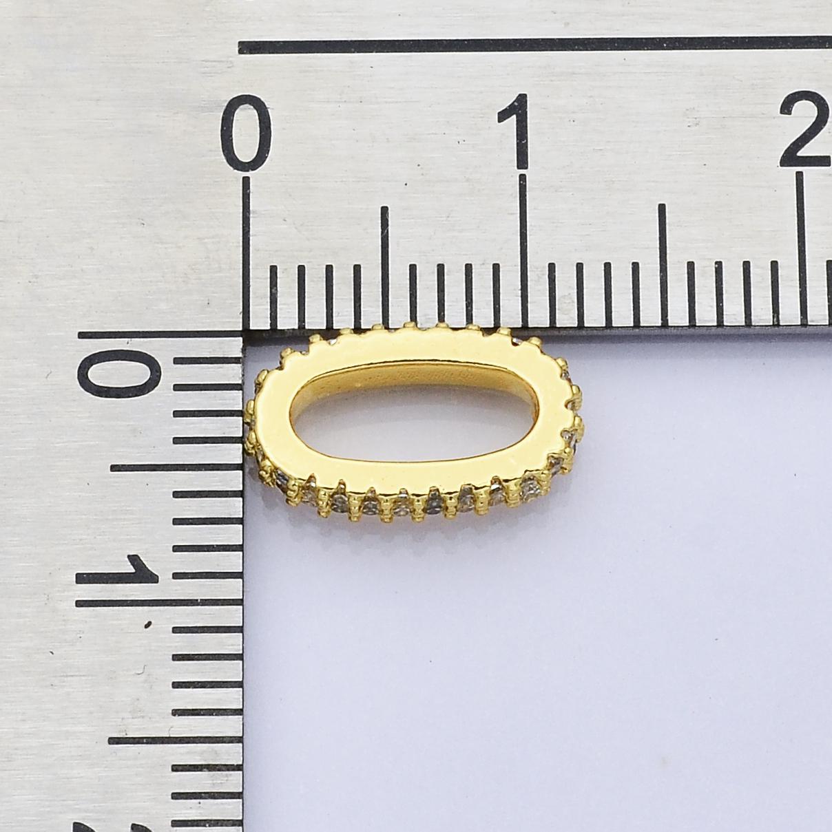 Mini Gold filled oval paper clip link pendant, micro cz pave Charm Connector Enhanced Link B-506