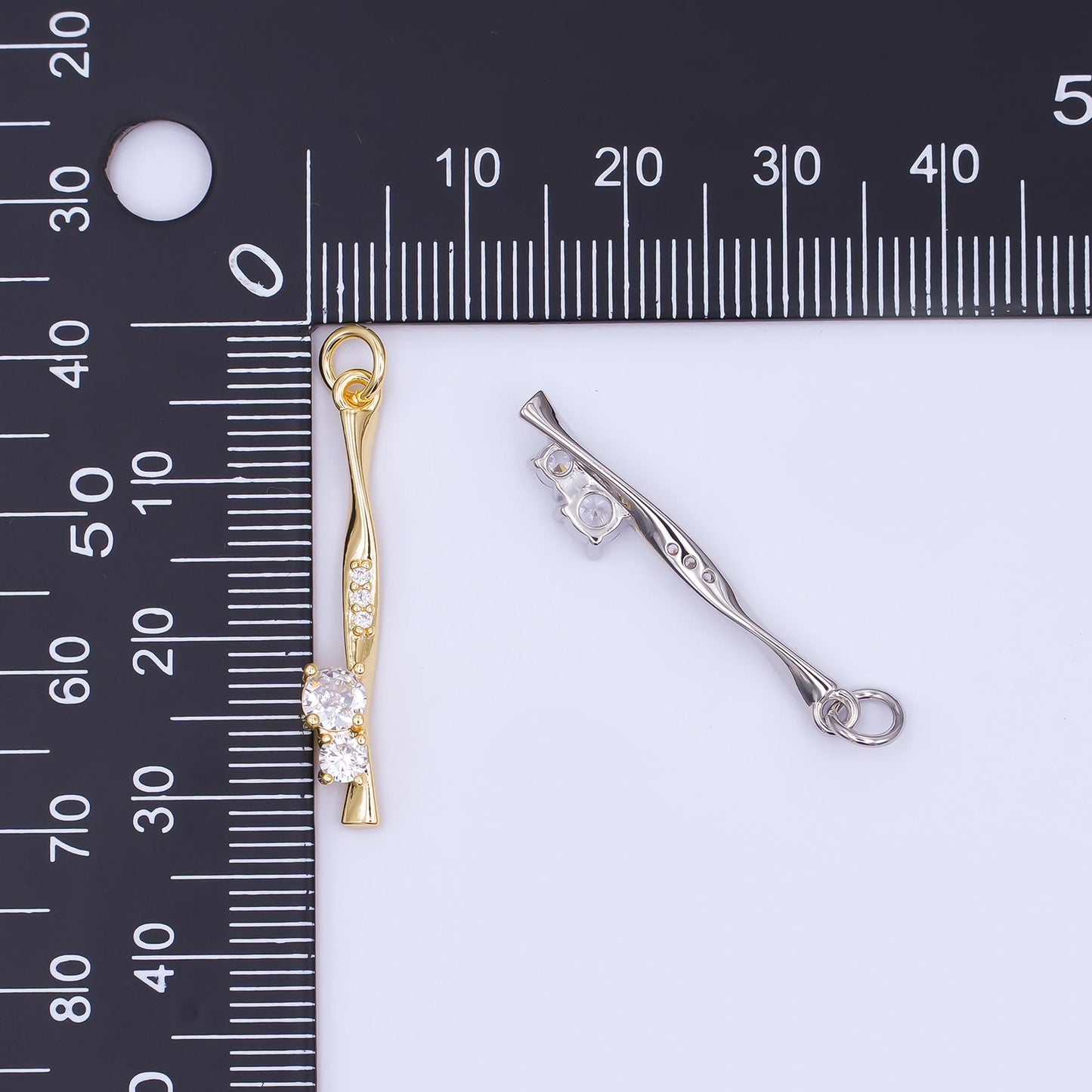24K Gold Filled Micro Paved CZ Molten Drip Charm in Gold & Silver | AF469