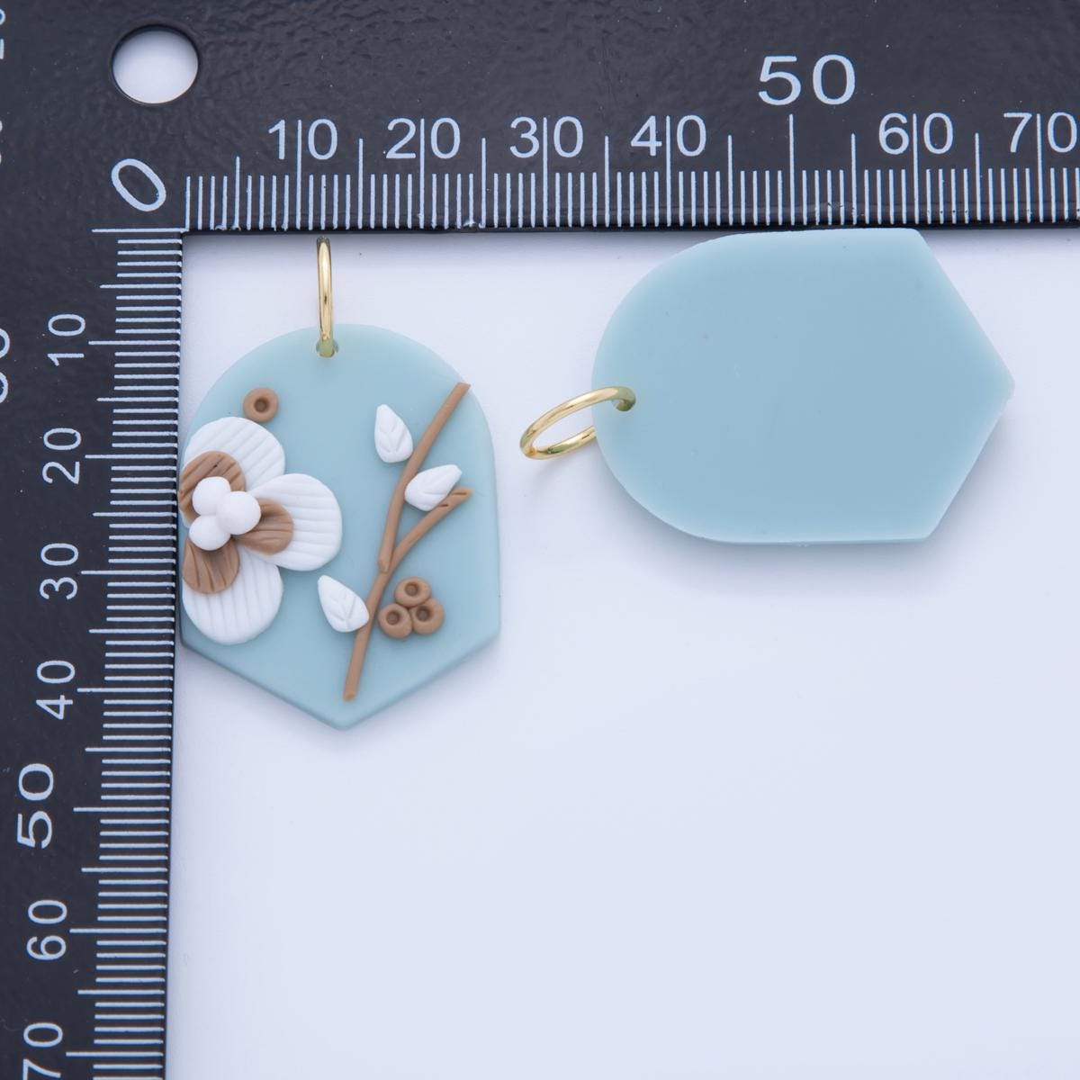 Floral Polymer Clay Sakura Charms – Handmade Geometric Dangle Charms with 3D Flower Design Cherry Blossom Earring Necklace Supply AF-364