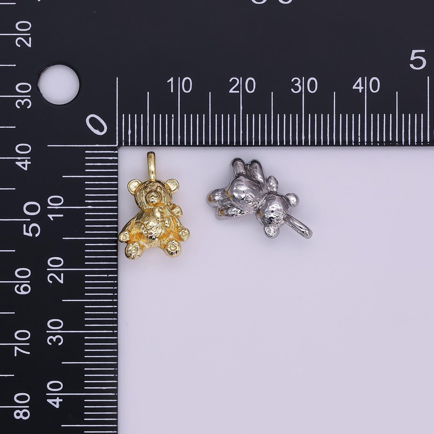 24k gold filled teddy bear pendant kids stuff animal add-on charm in gold for bracelet necklace charm bar supply | w215