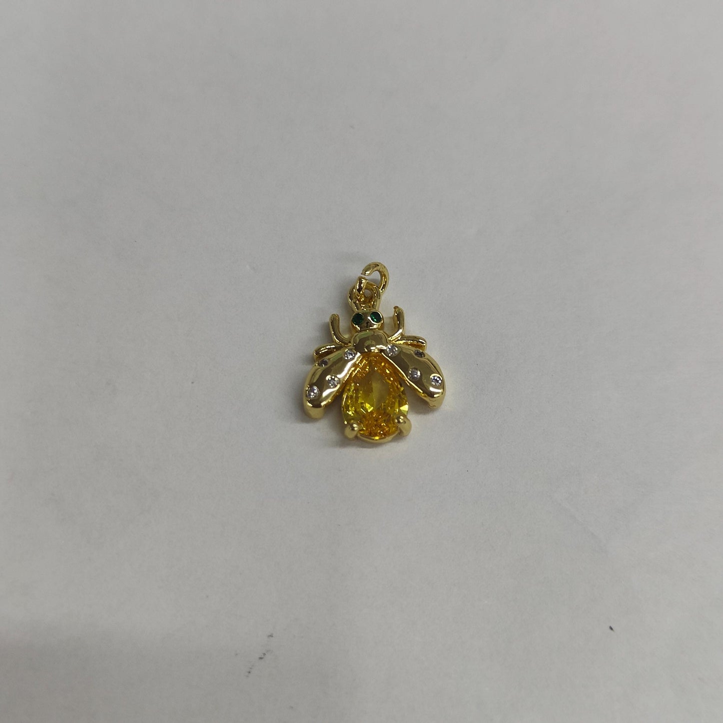 Mini lady bug charm 14k gold filled Clear Cz animal insect cute iridescent bug pendant | aJ-292