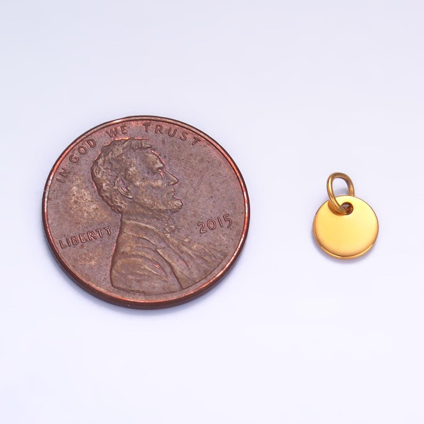 20x Mini Gold Engraved Stainless Steel Coin Pendant for Personalize Front, Back or Both Blank Tag Jewelry Making Supply 6mm Round Charm P657