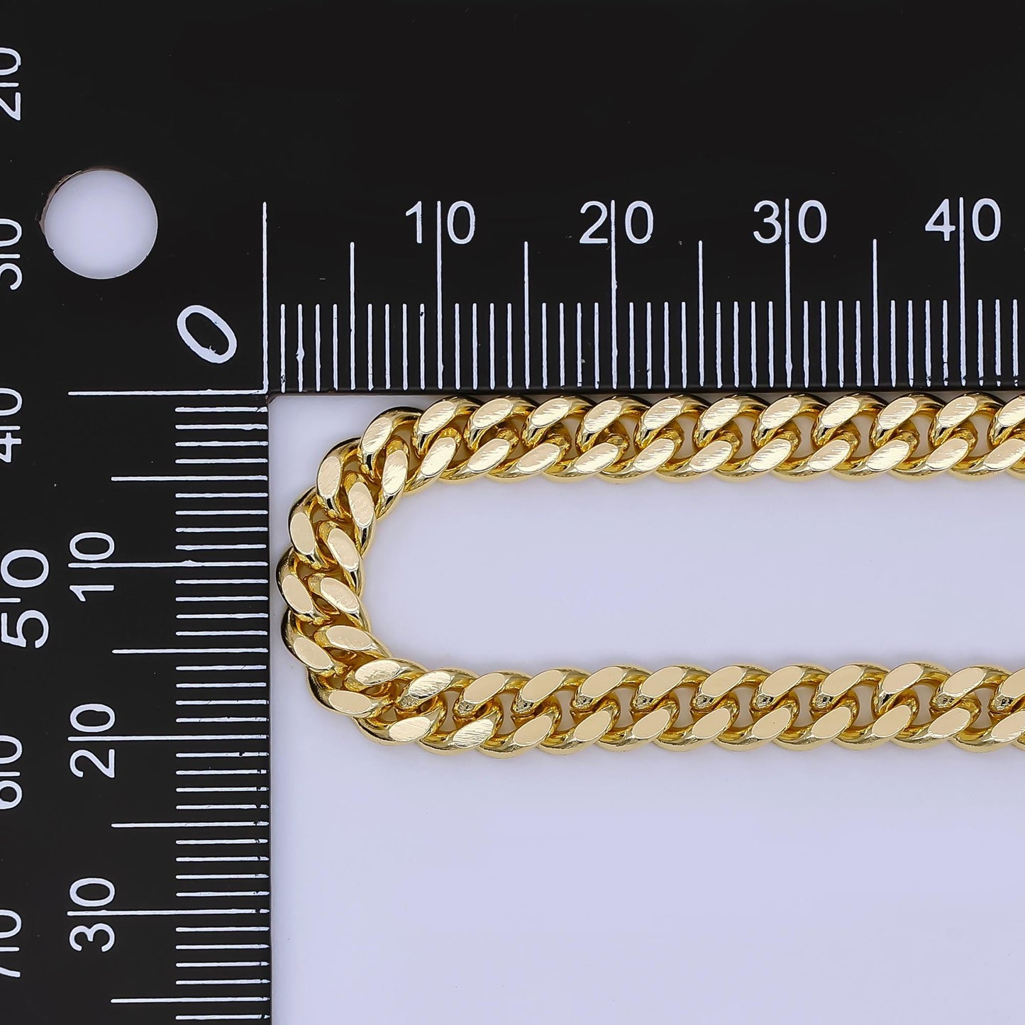 5mm Gold Thick Cuban Curb Chain by Yard, Cuban Curb Chain by Foot, Wholesale bulk Roll Chain for Jewelry Making, Thickness ROLL-1652