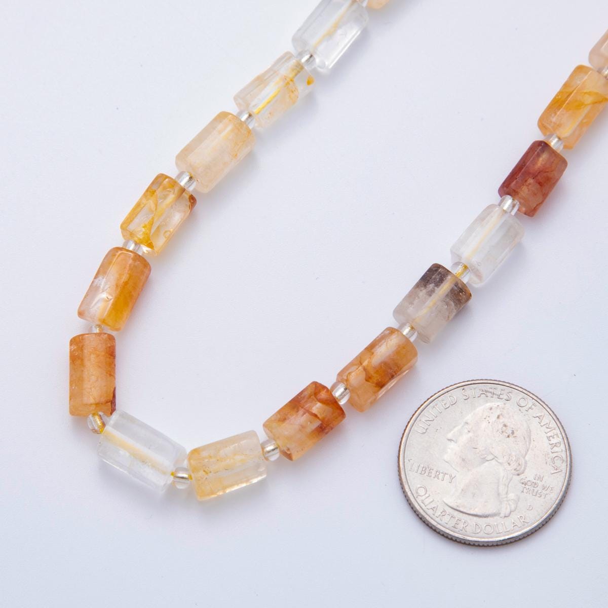 Natural Yellow Fire Quartz Bead Stone Cylinder gemstone Clear Orange beads Tube barrel beads 10x6 mm WA-1656