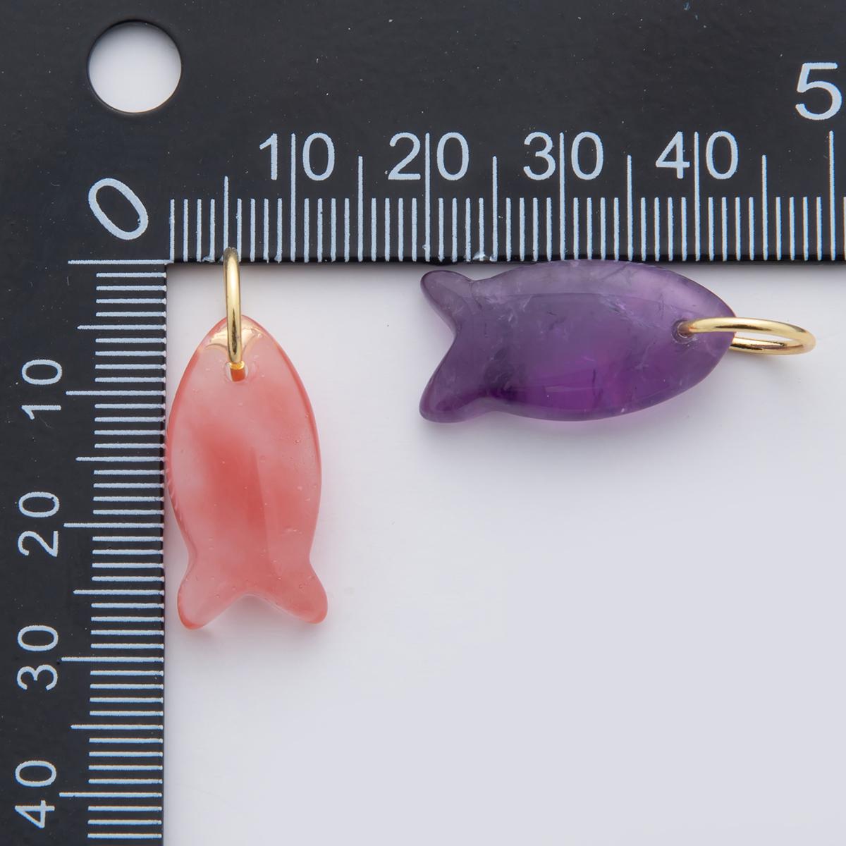 Natural Gemstone Fish Pendant Dainty Fish Stone Charm for Necklace Bracelet Jewelry Making Supply 18k Gold Filled Charm C317