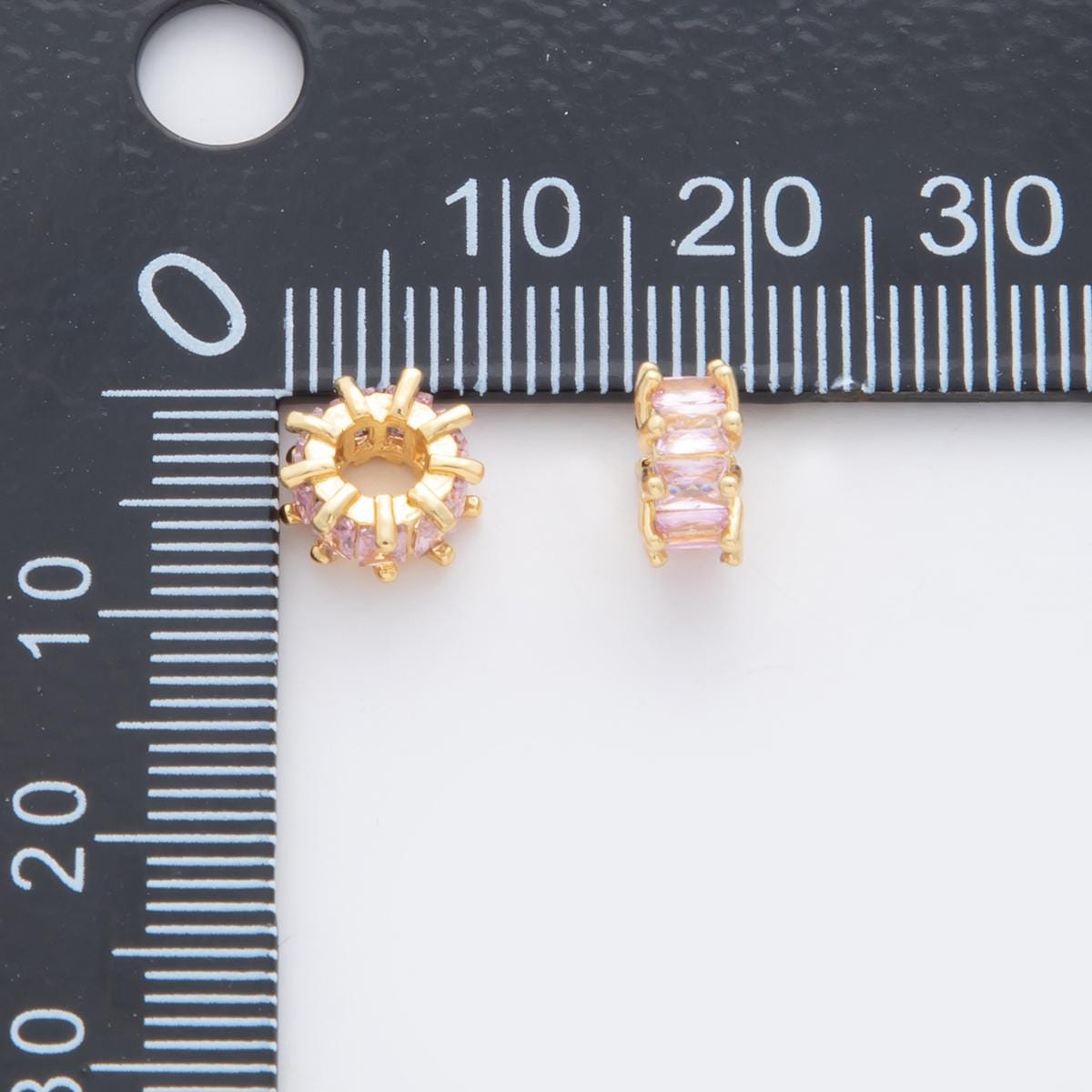 1pc gold cz baguette spacer beads for diy beaded bracelet jewelry charms rondelle bead spacer bead size 8mm bead Pink Purple CZ Bead B731