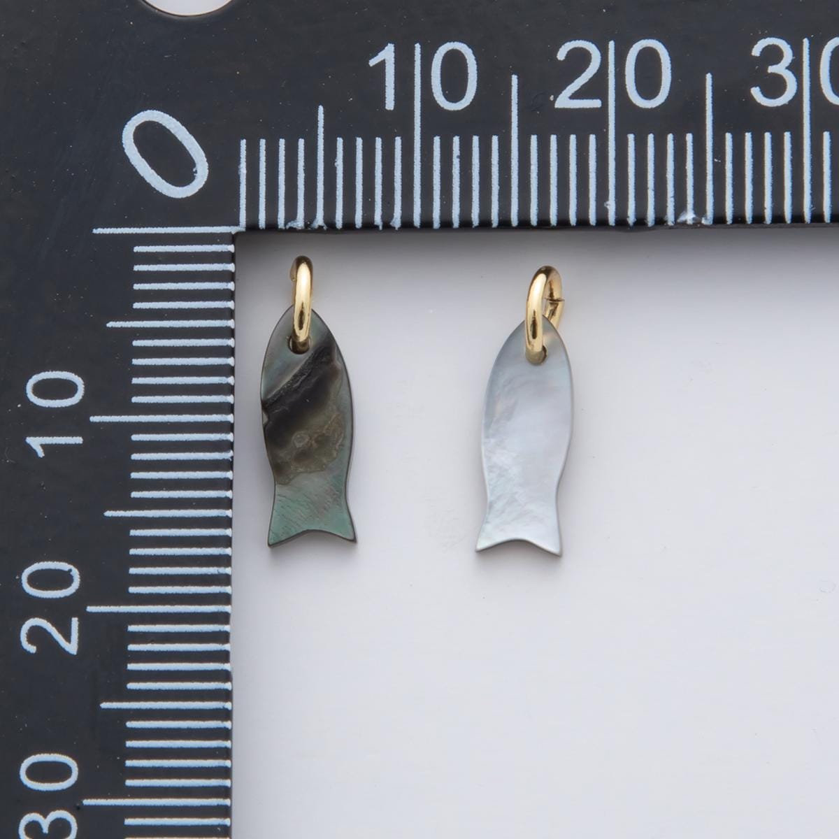 Mini 24K Gold Filled 15mm Abalone Gemstone Fish Charm for Bracelet Necklace Earring Supply Component | D264