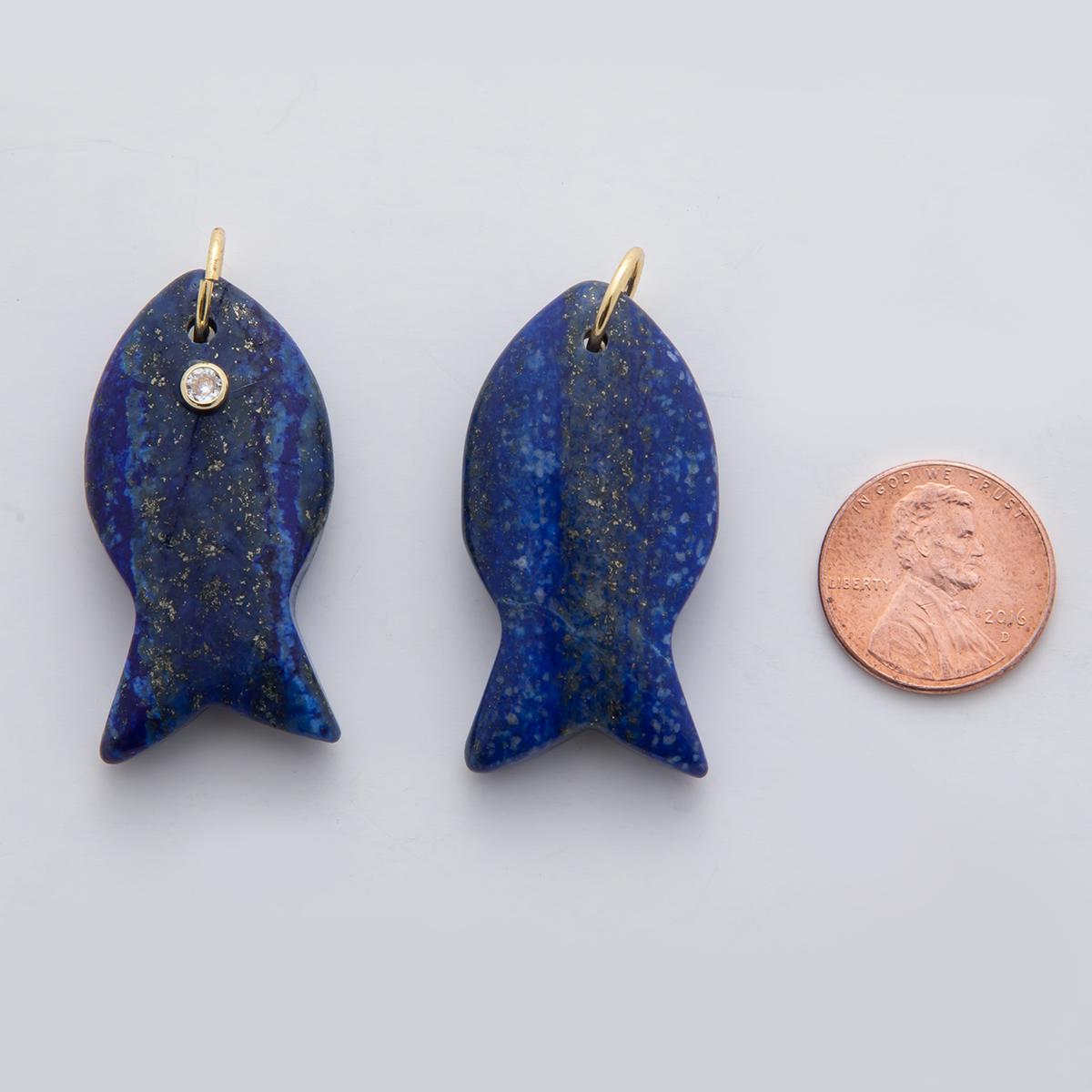 Big Gemstone Fish Pendant Natural Stone Fish Charm for Necklace Bracelet Jewelry Making Supply 18k Gold Filled Charm D265